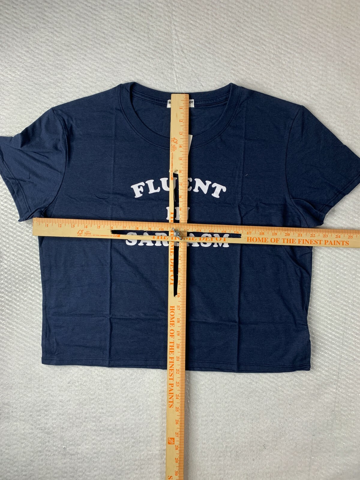 NWT Suburban Riot Fluent In Sarcasm Cropped Dylan Tee Navy Blue Size XL New