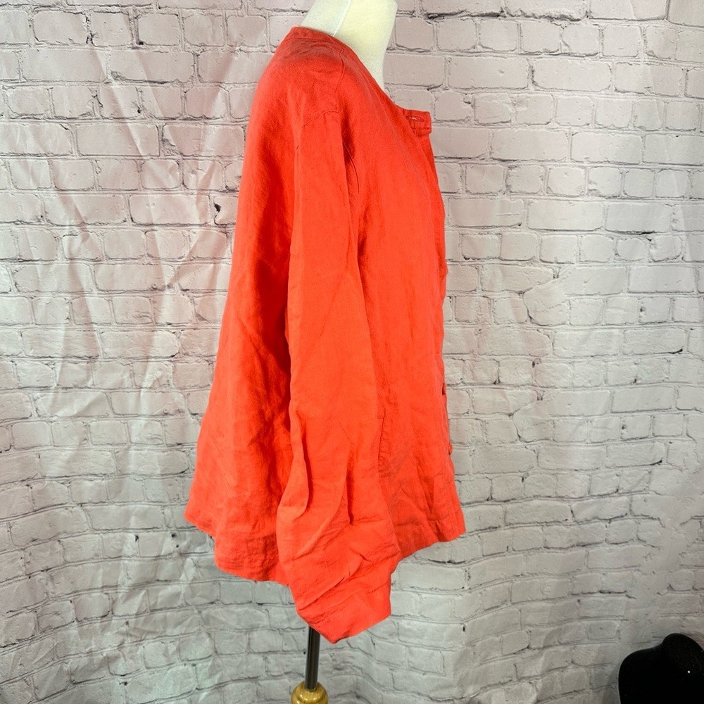 Liz Claiborne liz sports womens XL bright coral linen button up Jacket classic