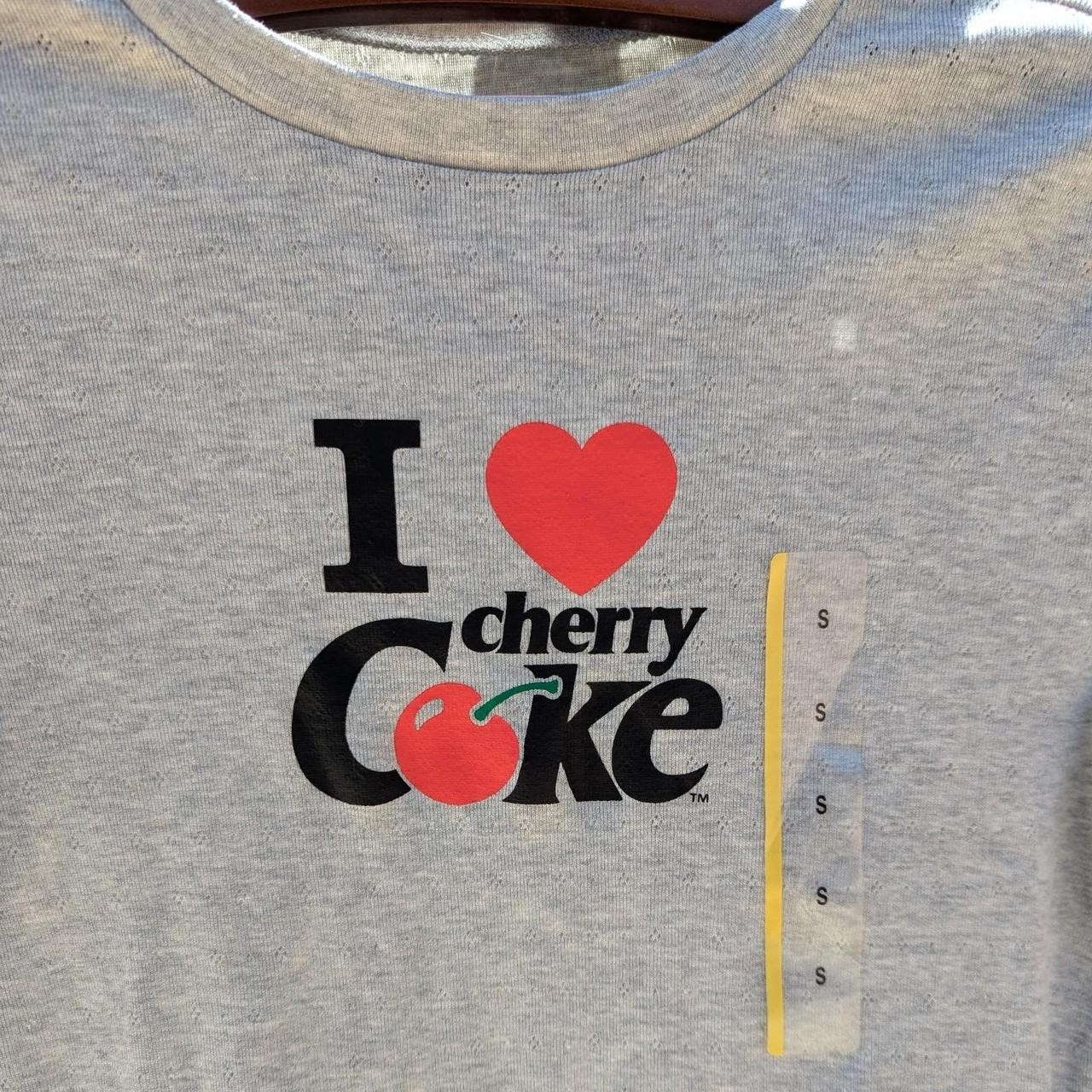 Coca-Cola I Love Cherry Coke Graphic T-Shirt Soda Theme Light Heather Grey S