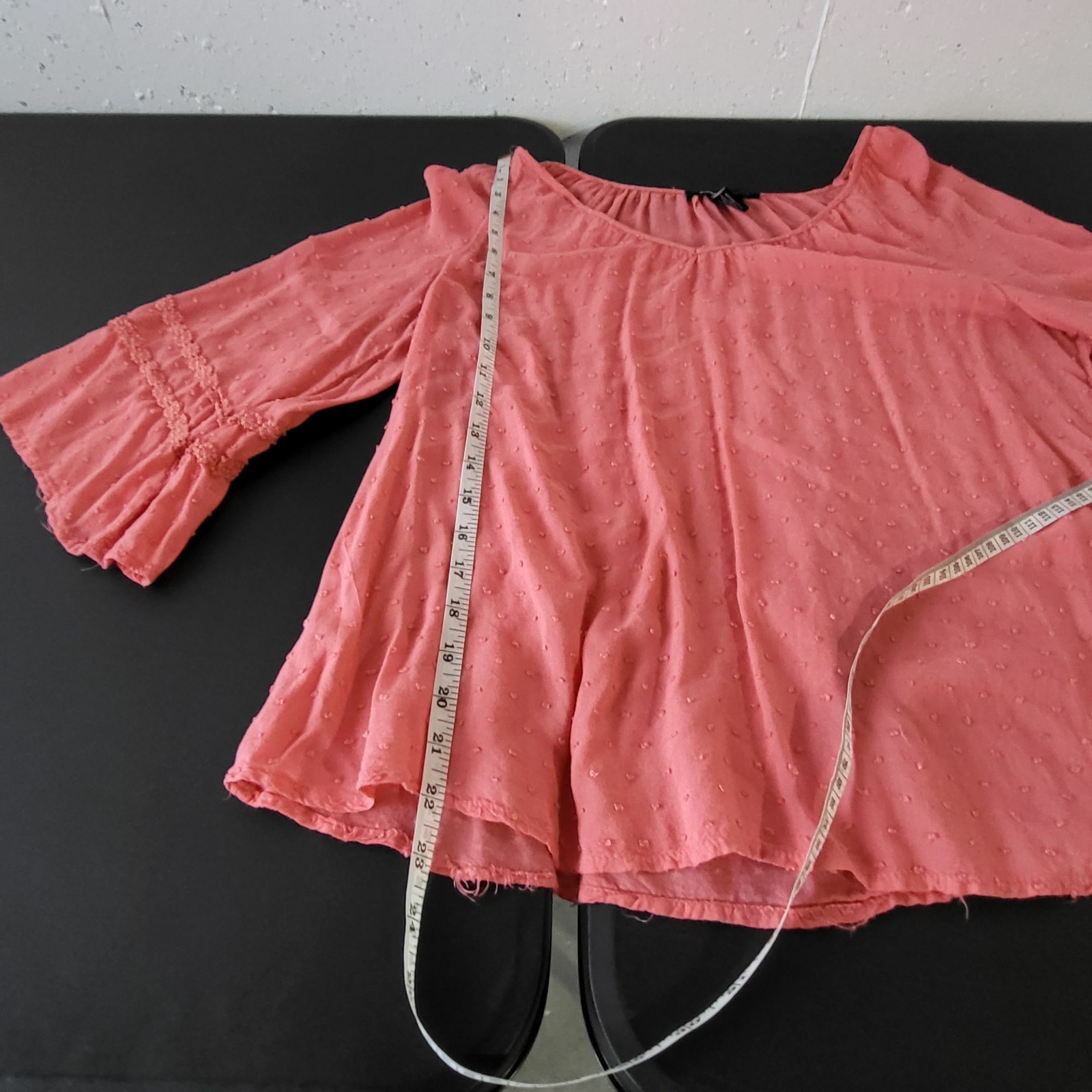 Robert Louis Womens Swiss Dot Bell Sleeves Blouse Size Small Dainty Feminine