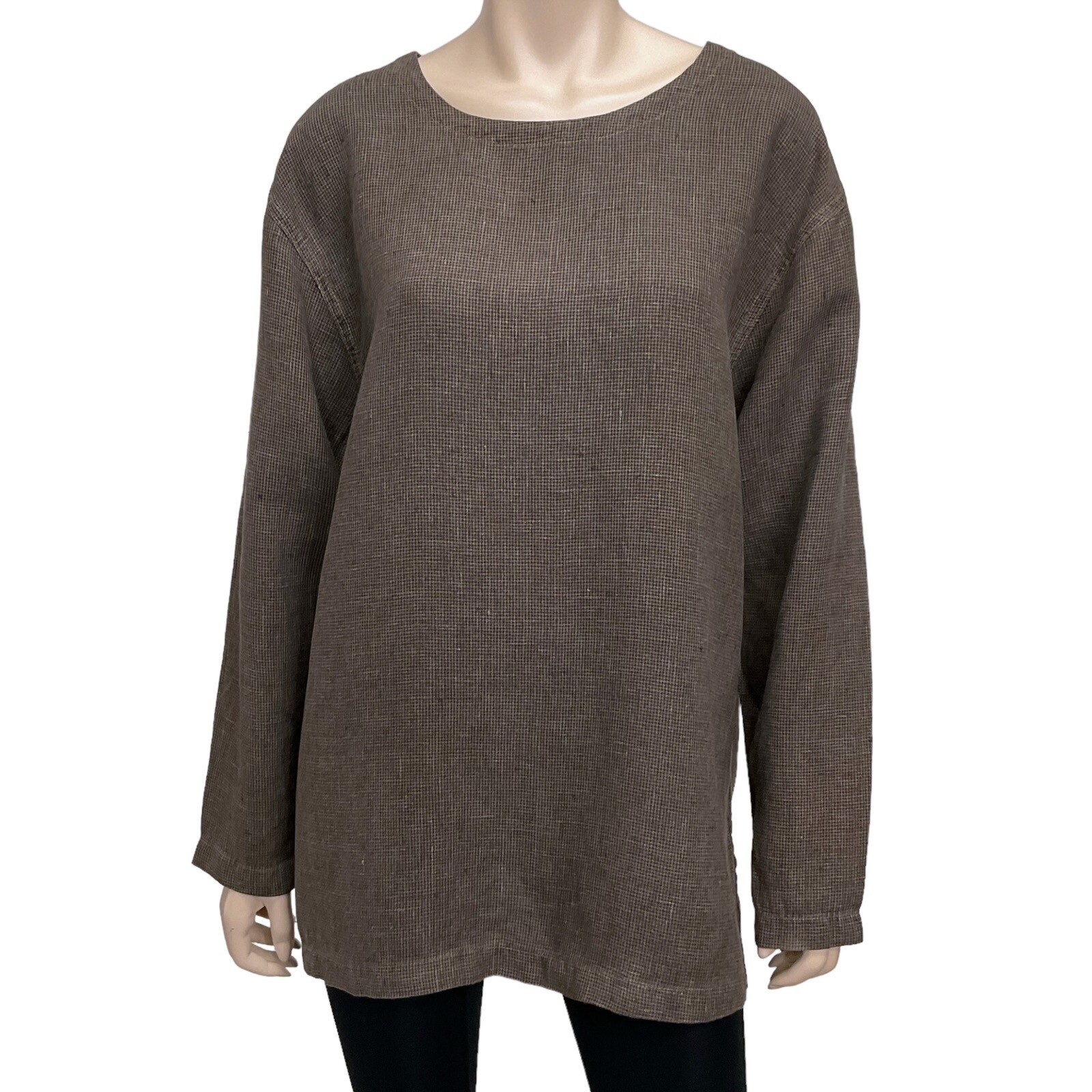 Click By Color Me Cotton Top Women Medium Brown Long Sleeve Lagenlook