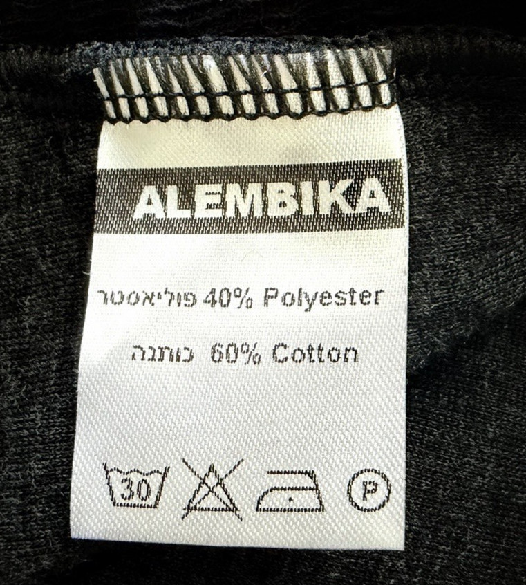 Alembika Shirt X-Large Black Gray Tunic Asymmetrical Stretch Lagenlook Israel