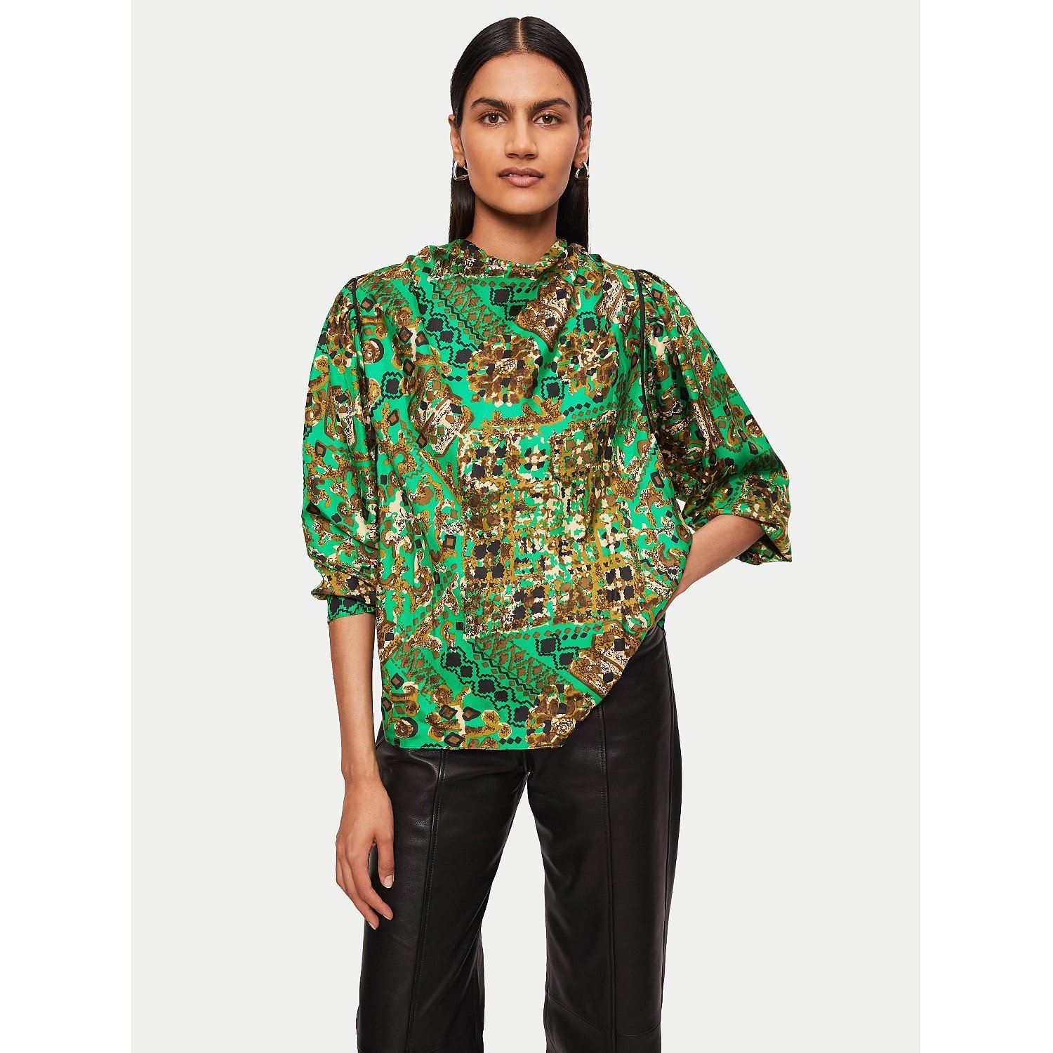Jigsaw Women’s Blouse UK 14 Green 100% Silk Basic New with tags