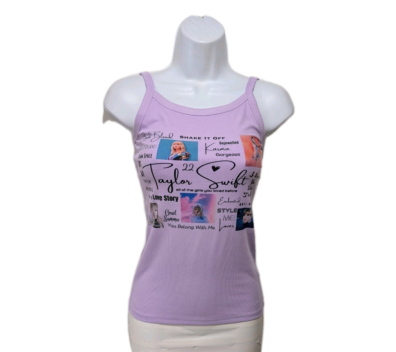 Taylor Swift Tank Top Womens S Shake It Off Swifties Pop Music Girly Soft 8500