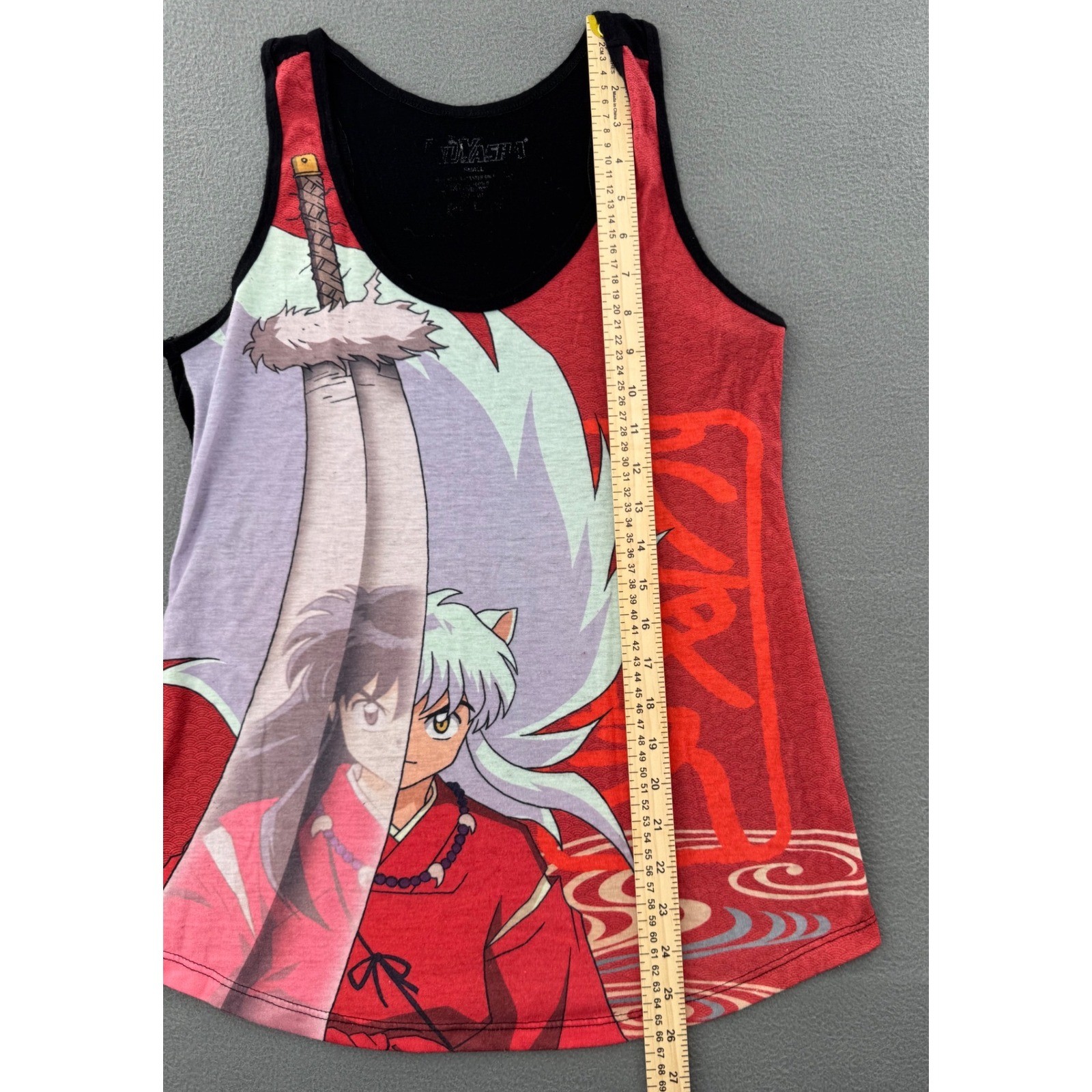 Inuyasha Graphic Tank Top Small Red Black Anime Manga Tessaiga Print Cosplay