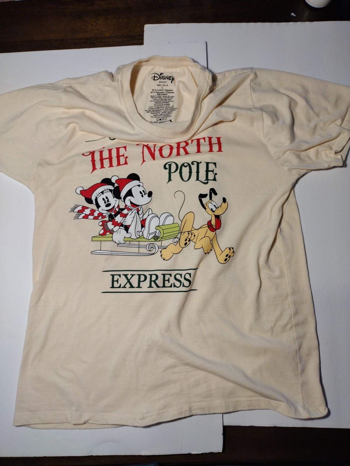 Disney Mickey Minnie Mouse Christmas Graphic T Shirt Unisex Size Large VGC.