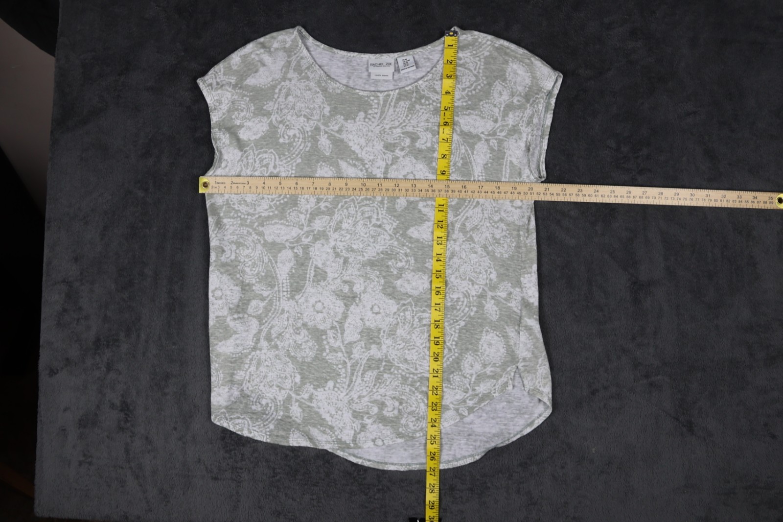 100% Linen Top W-M Green Floral Spring Easter Boho Summer Basic Casual EUC