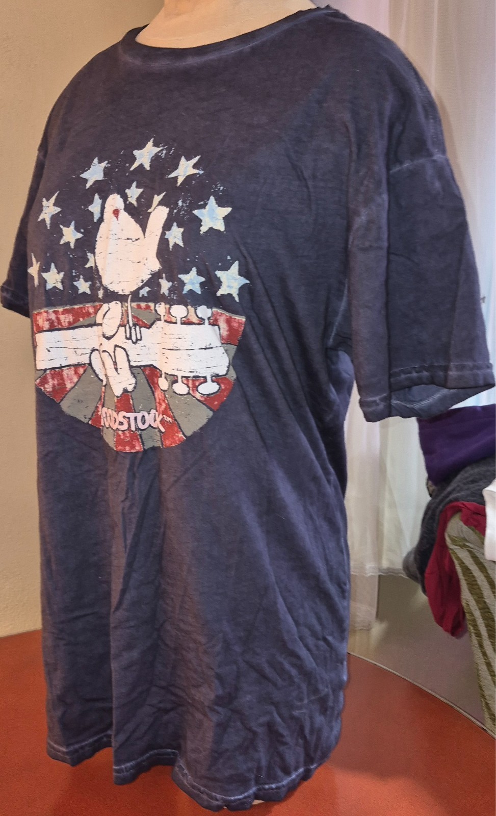 Woodstock Retro Brand Band Music T-Shirt Adult Medium Stonewash Faded Crew Neck