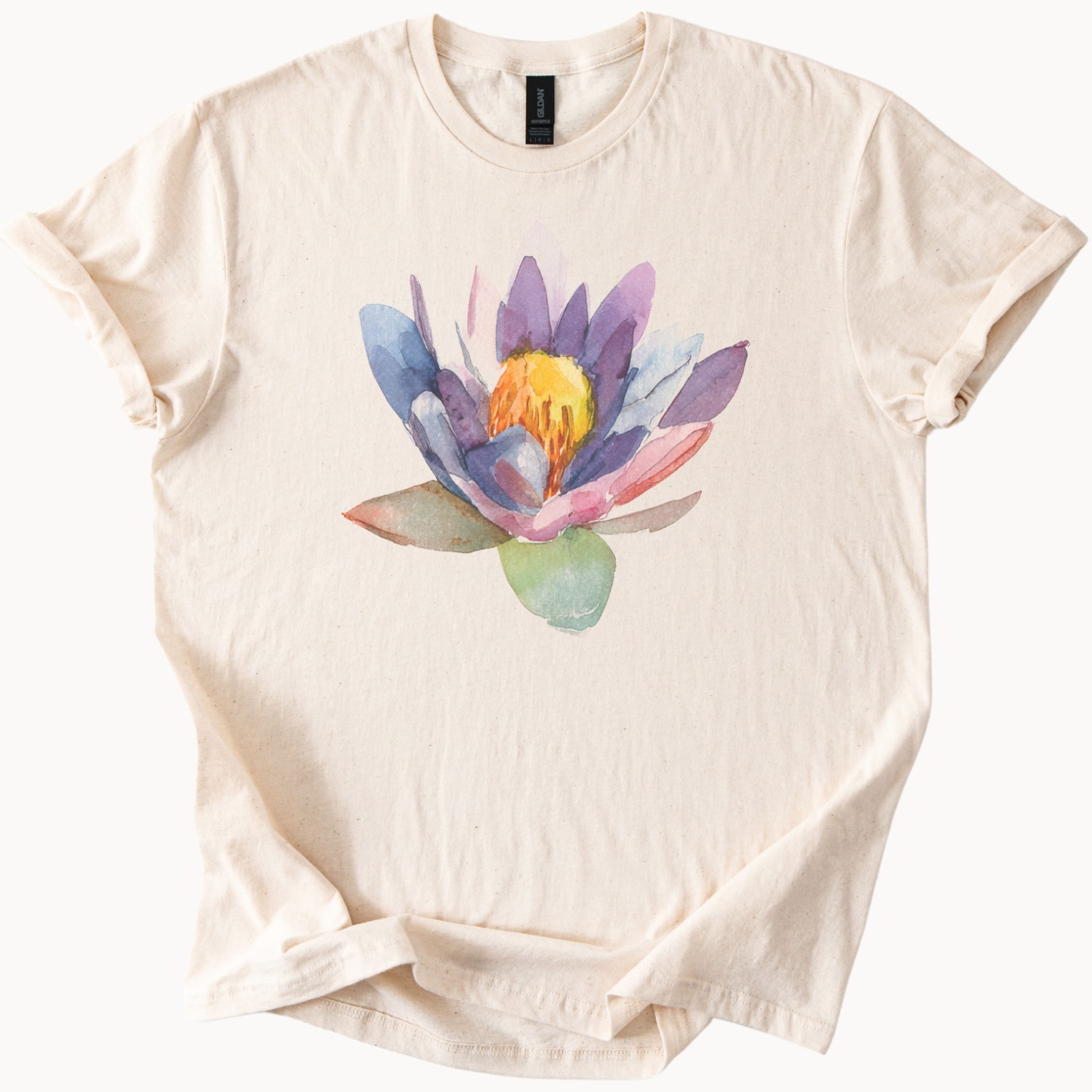 Watercolor Lotus Flower Shirt Pastel Floral Graphic Tee Artistic Cotton Top