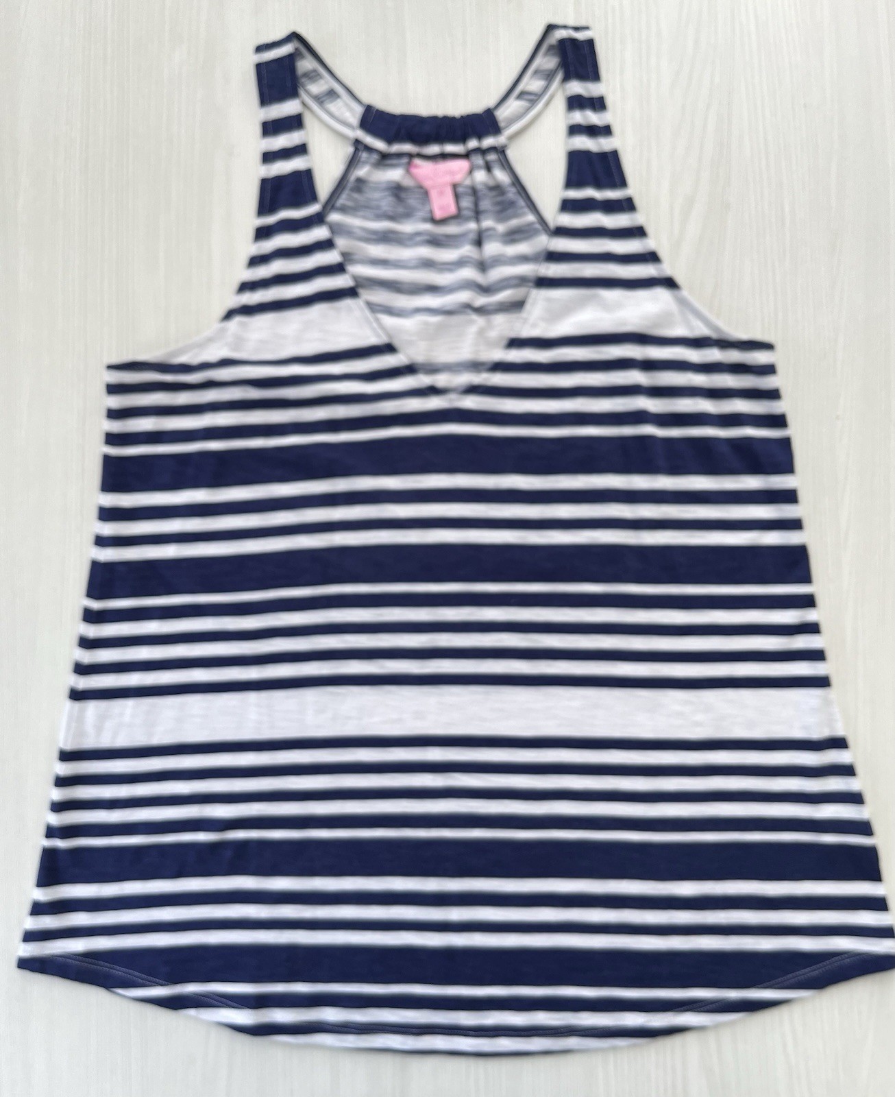 Lilly Pulitzer Navy and White Striped Cotton Tank Top Size M New Without Any Tag