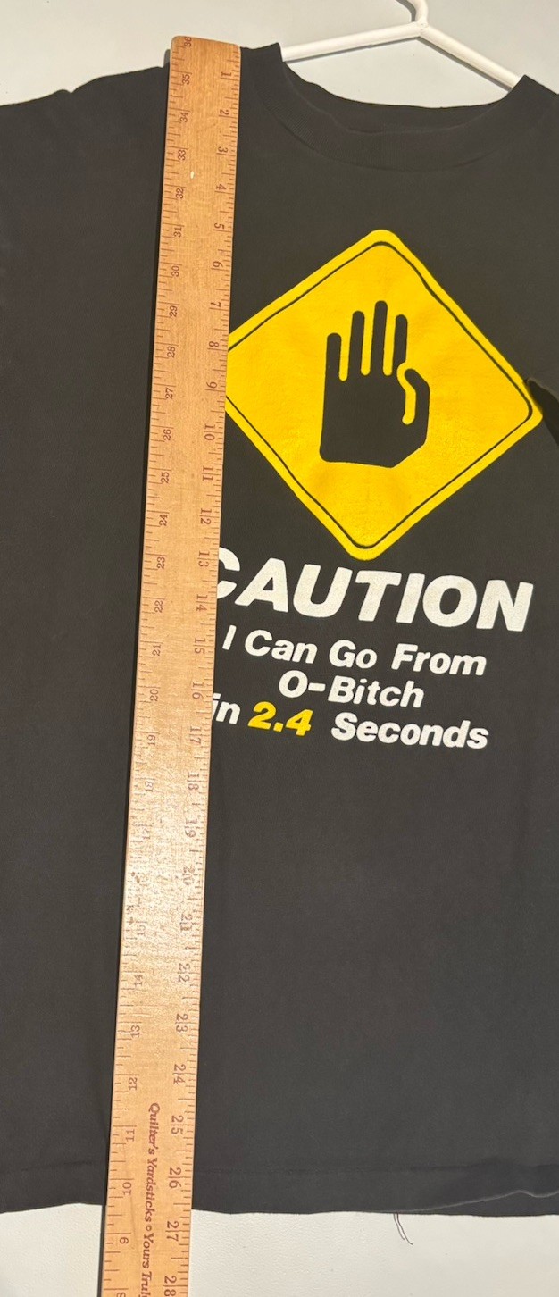 Vtg 90s Caution Funny Snarky Black Tee Large 60 Seconds Single Stitch Shirt T29