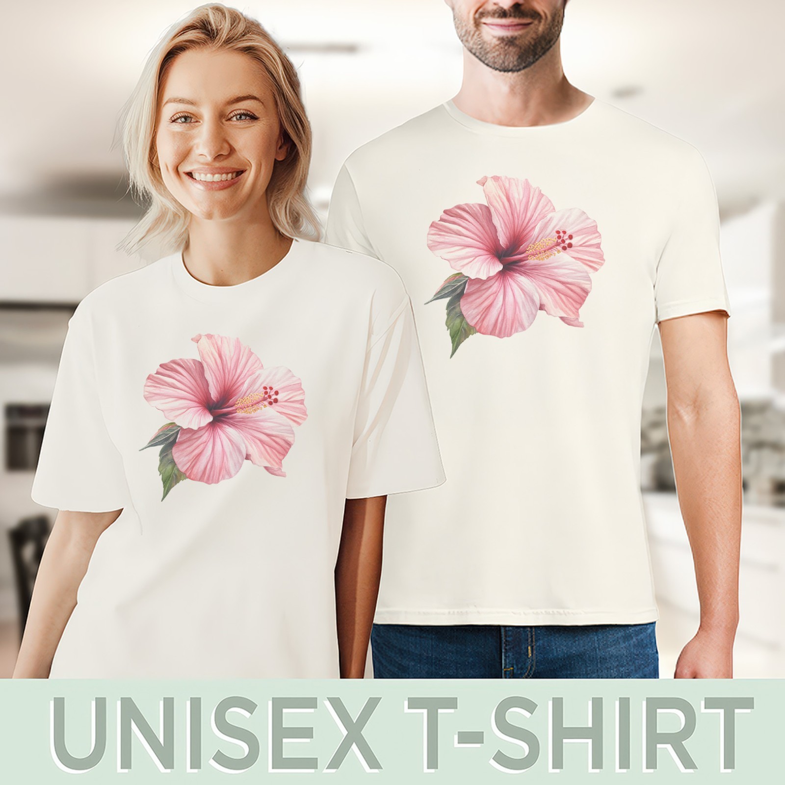 Pink Hibiscus Flower Shirt Tropical Graphic Tee Botanical Floral T Shirt