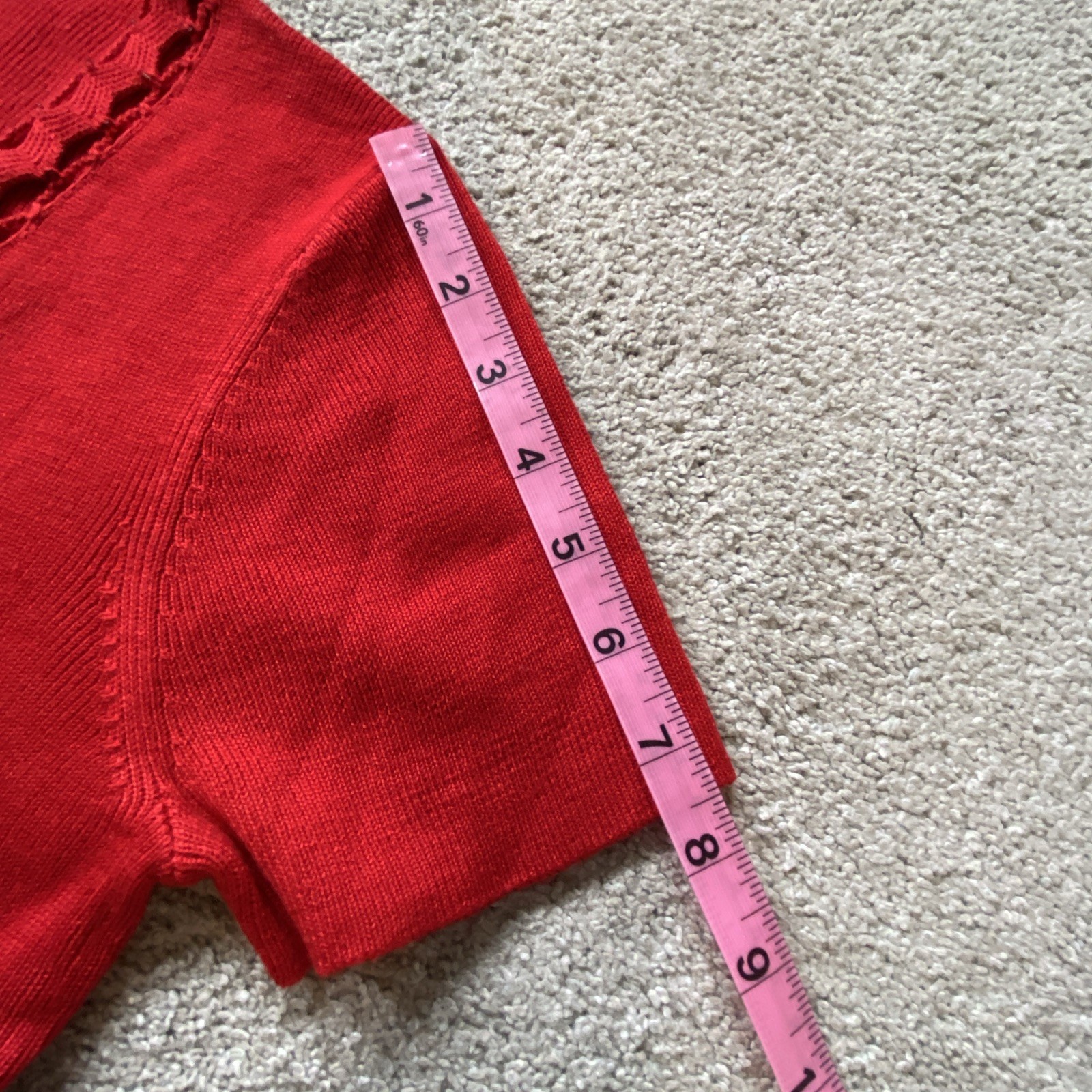 Requirements Women Shirt PS Petite Chili Red Short Sleeve Fantasia Holiday NWT