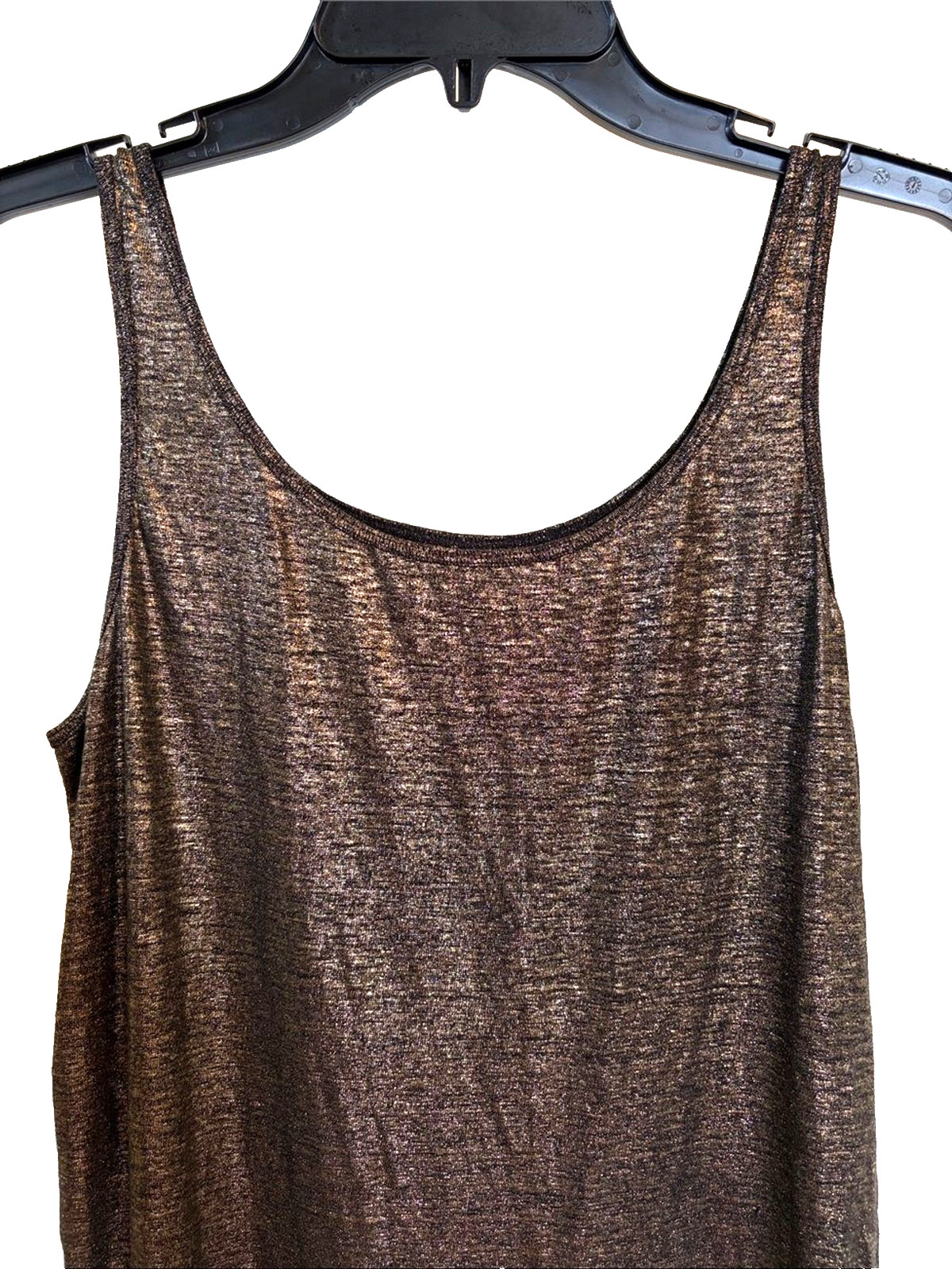 Eileen Fisher Organic Linen Metallic Knit Tank Top Black Gold Sleeveless M