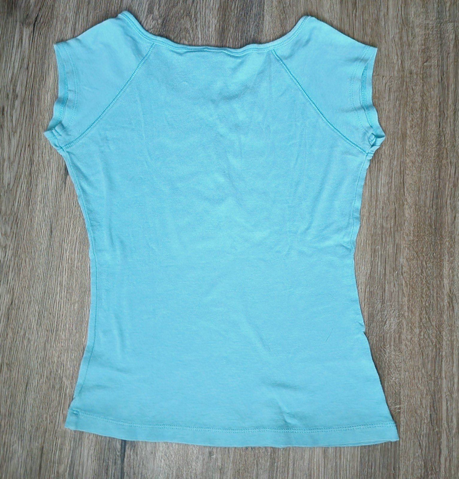 Weavers Aqua Blue Cap Sleeve Top Sequin Front Hook Eye Junior S Lightweight Y2k