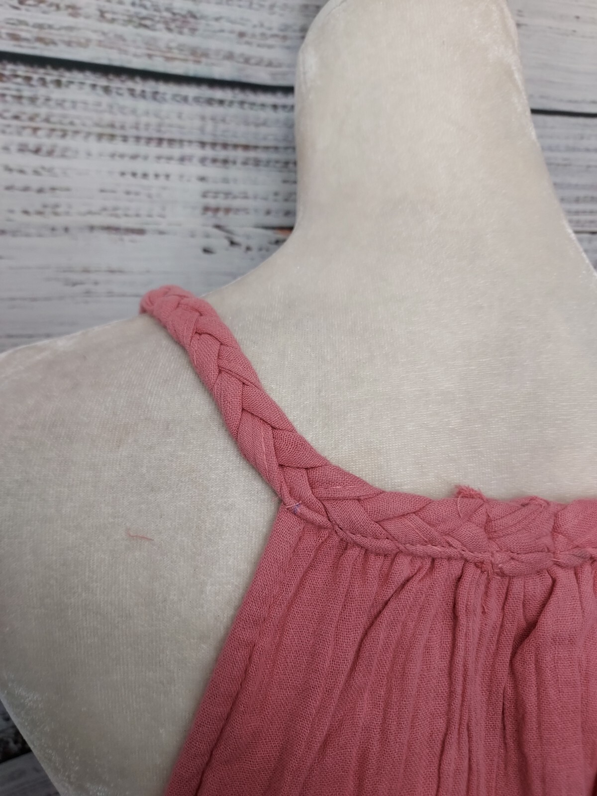 Sim & Sam Top Women’s XS Pink Braided Straps Elastic Waist Peplum NEW