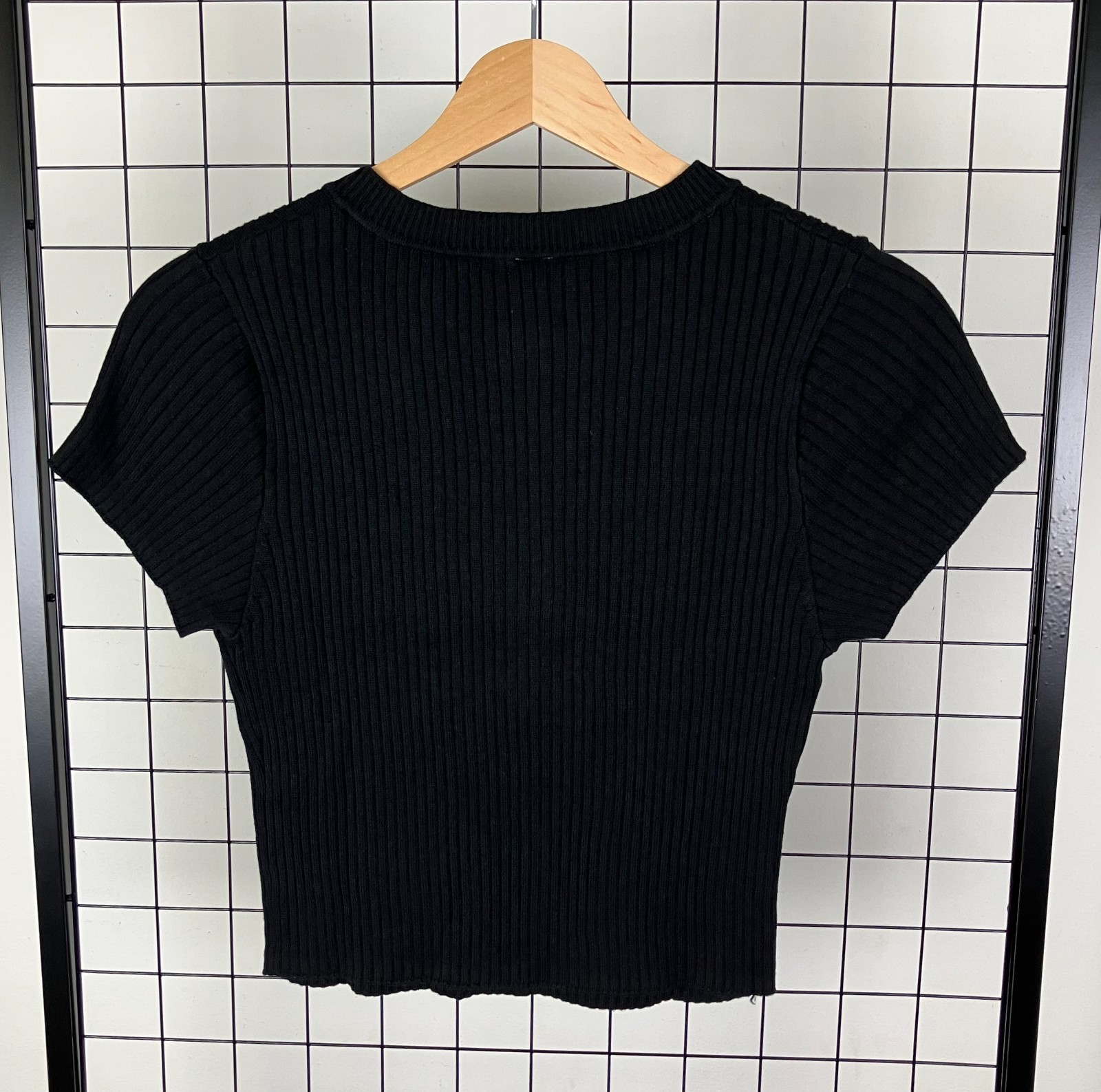 Anthropologie Womens Daily Practice Ribbed Half Zip Knit Top Black Small NWT $68