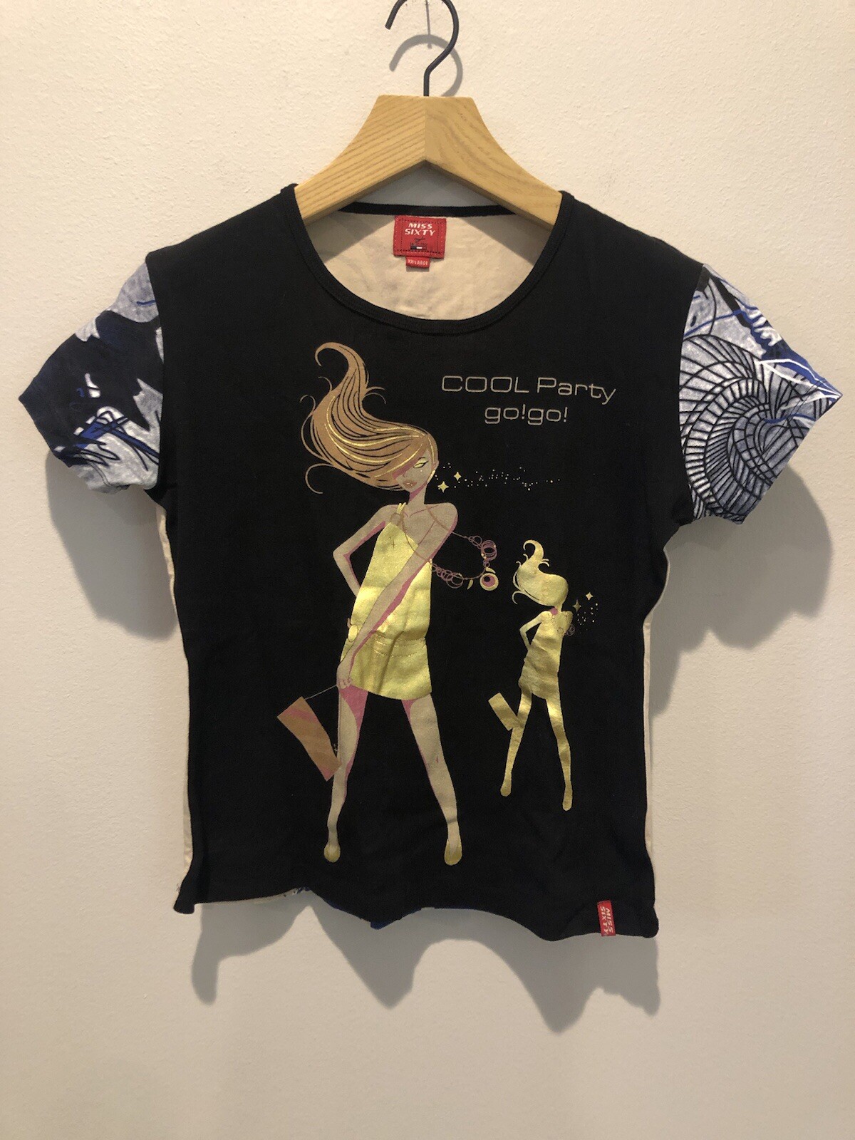 Miss Sixty Shirt Womans XXL Graphic Print Top Cool Party Go Go Contemporary Y2K