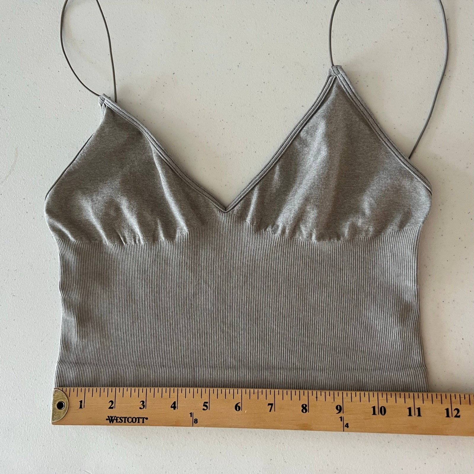 Free People Intimately Seamless Brami Tank Top XS/S Gray Elastic Strap Crop Cami