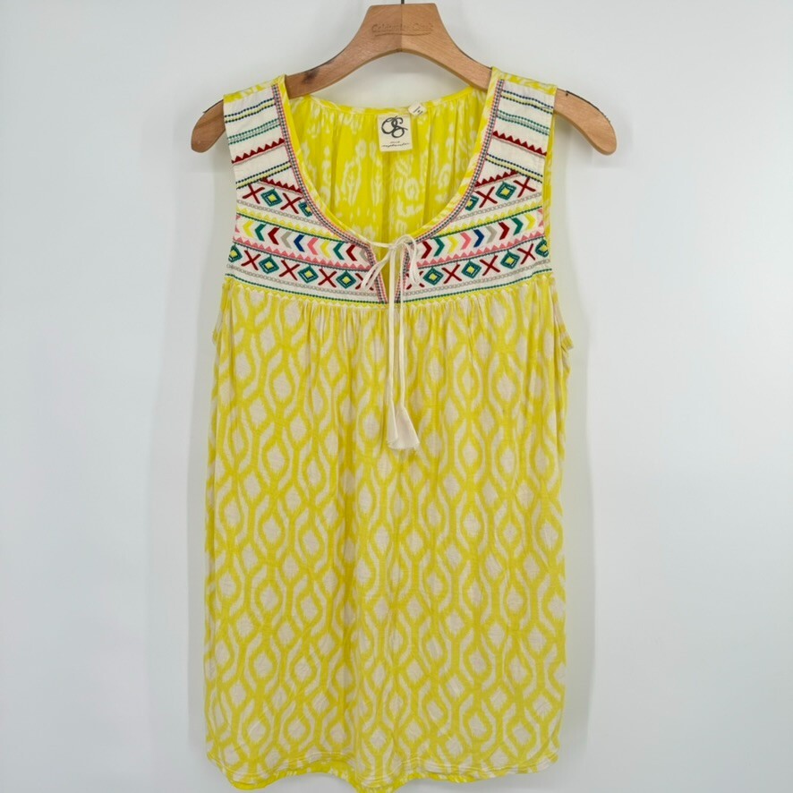 One September anthropologie women’s sleeveless blouse embroidered yellow large