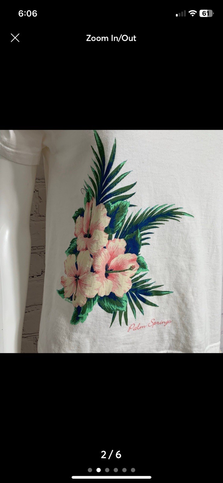 Crazy Shirts Women’s Tourist Attraction Shirt S Palm Springs Floral White