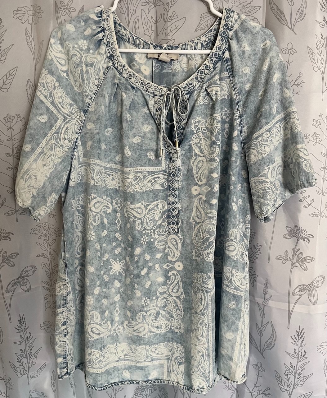 VINTAGE AMERICA BLUES Womens Top L Blue Raglan sleeve Lyocell Excellent