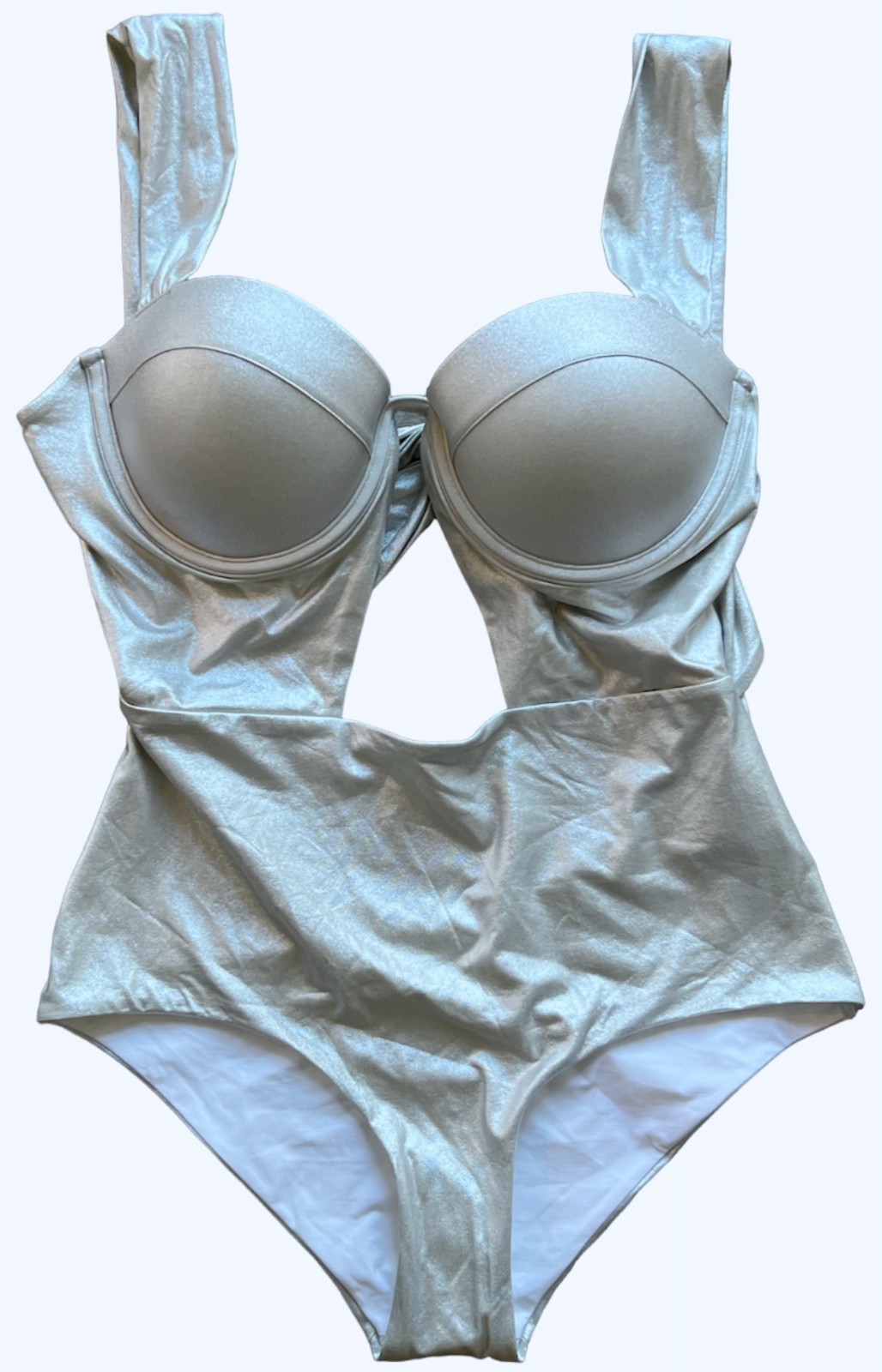 ARABELLA LONDON SILVER SHIMMER THE BUSTIER BODYSUIT ONE PIECE SWIMSUIT SZ S 4 6