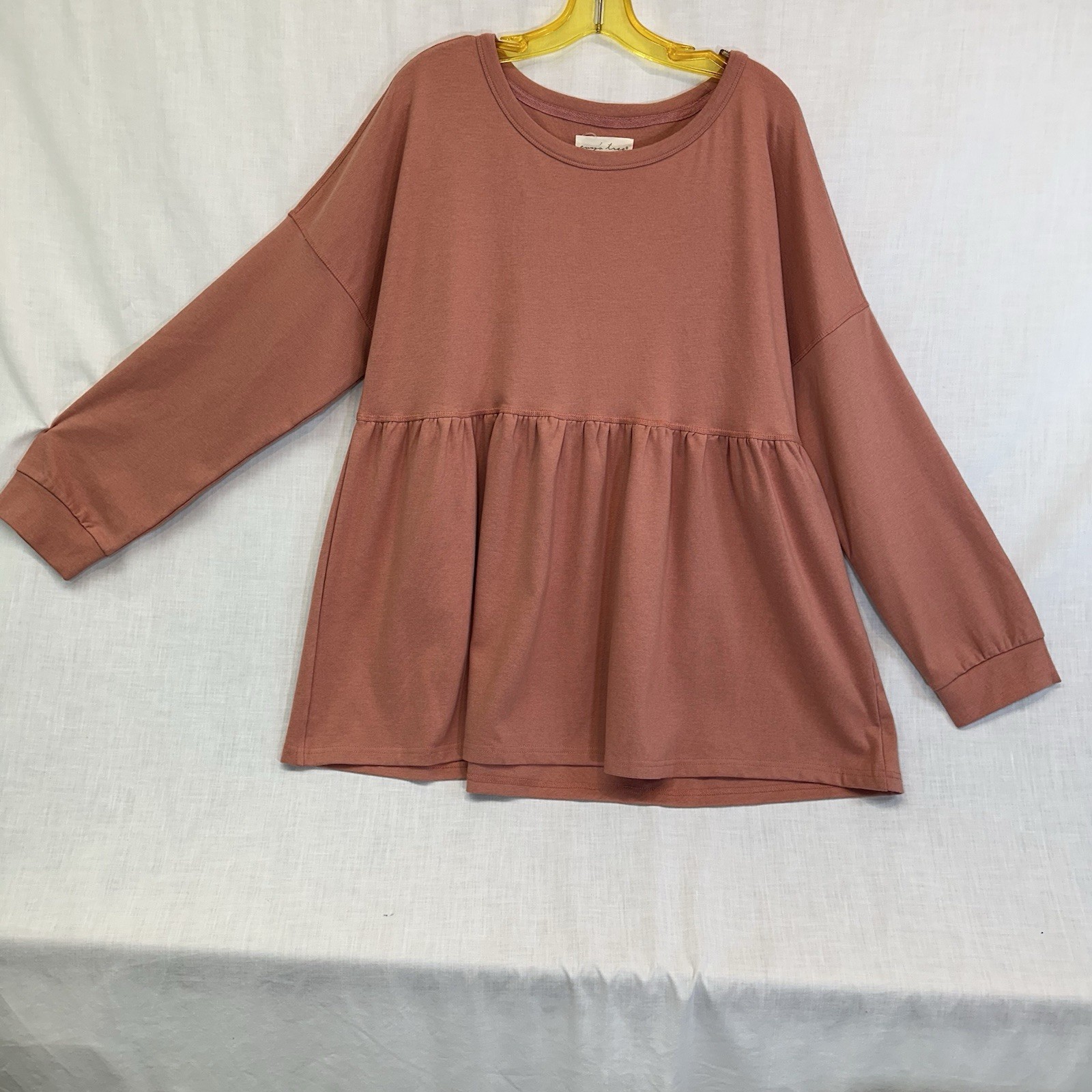 Evy’s Tree NWT Francesca Top 1X Babydoll Soft Jersey Knit Rosewood Pink