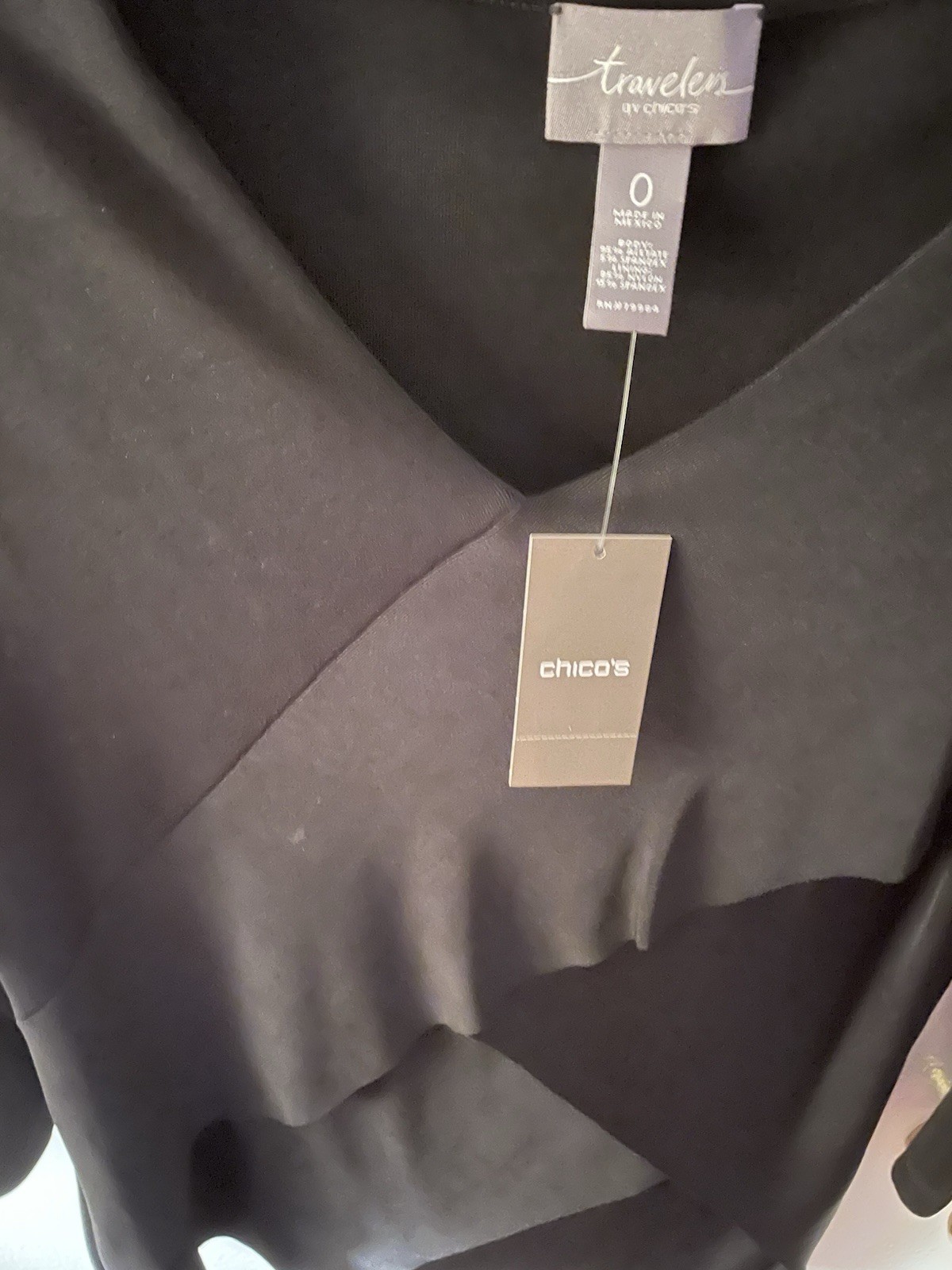 OOAK on Ebay Chico’s Travelers Black Layered 3/4 Sleeve Top Size 0(4/6) NWT