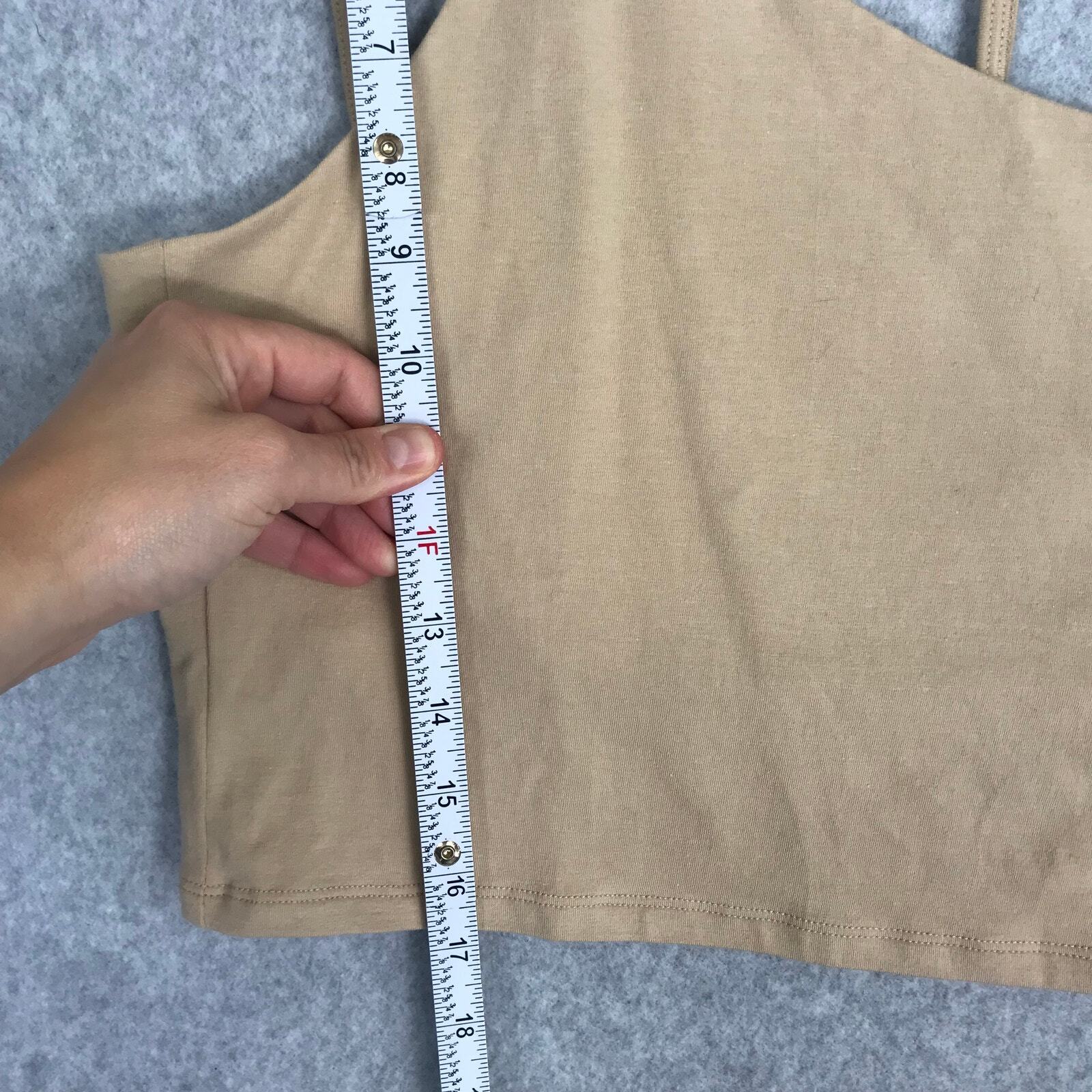 Hollister Tank Crop Top Large Tan Brami Neutral Yoga Basic Summer Vacation Cami