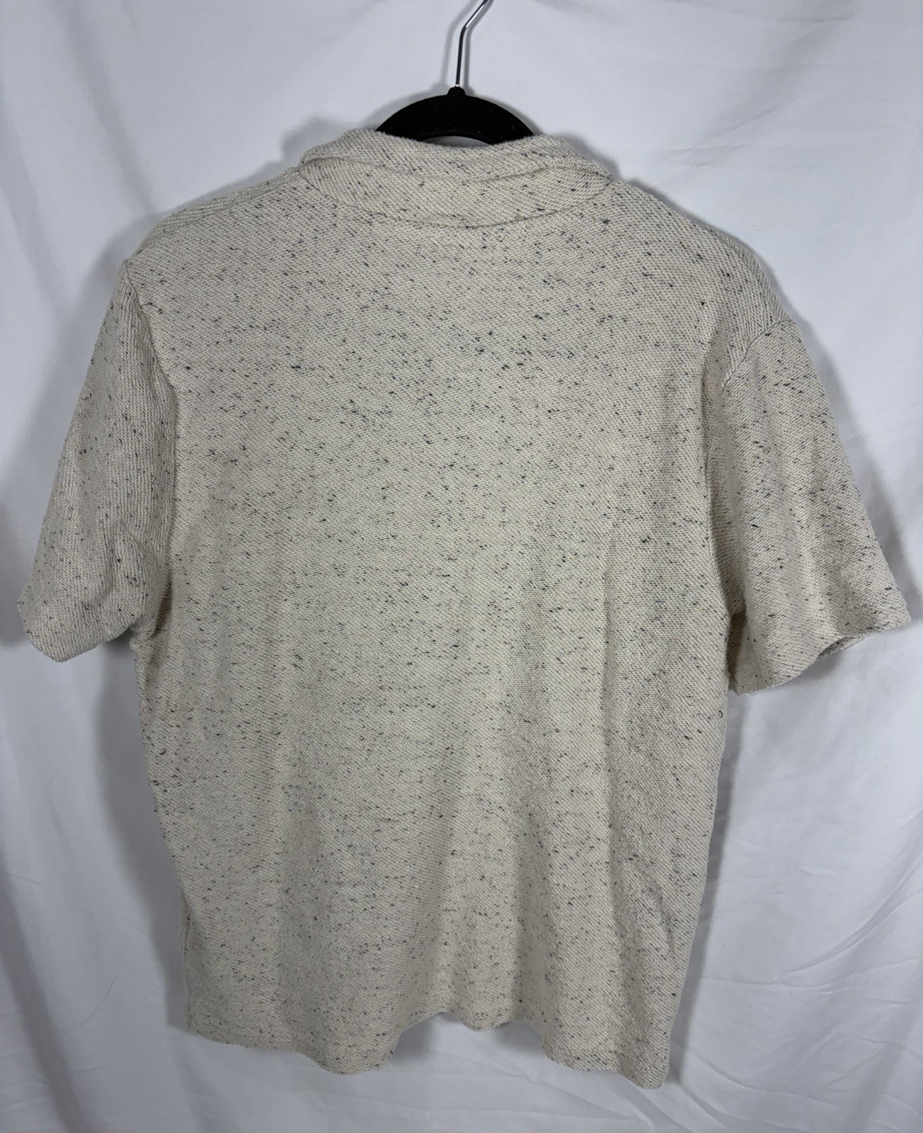 ZARA Beige Speckled Polo Shirt Size L Short Sleeve Knit in Cotton Blend