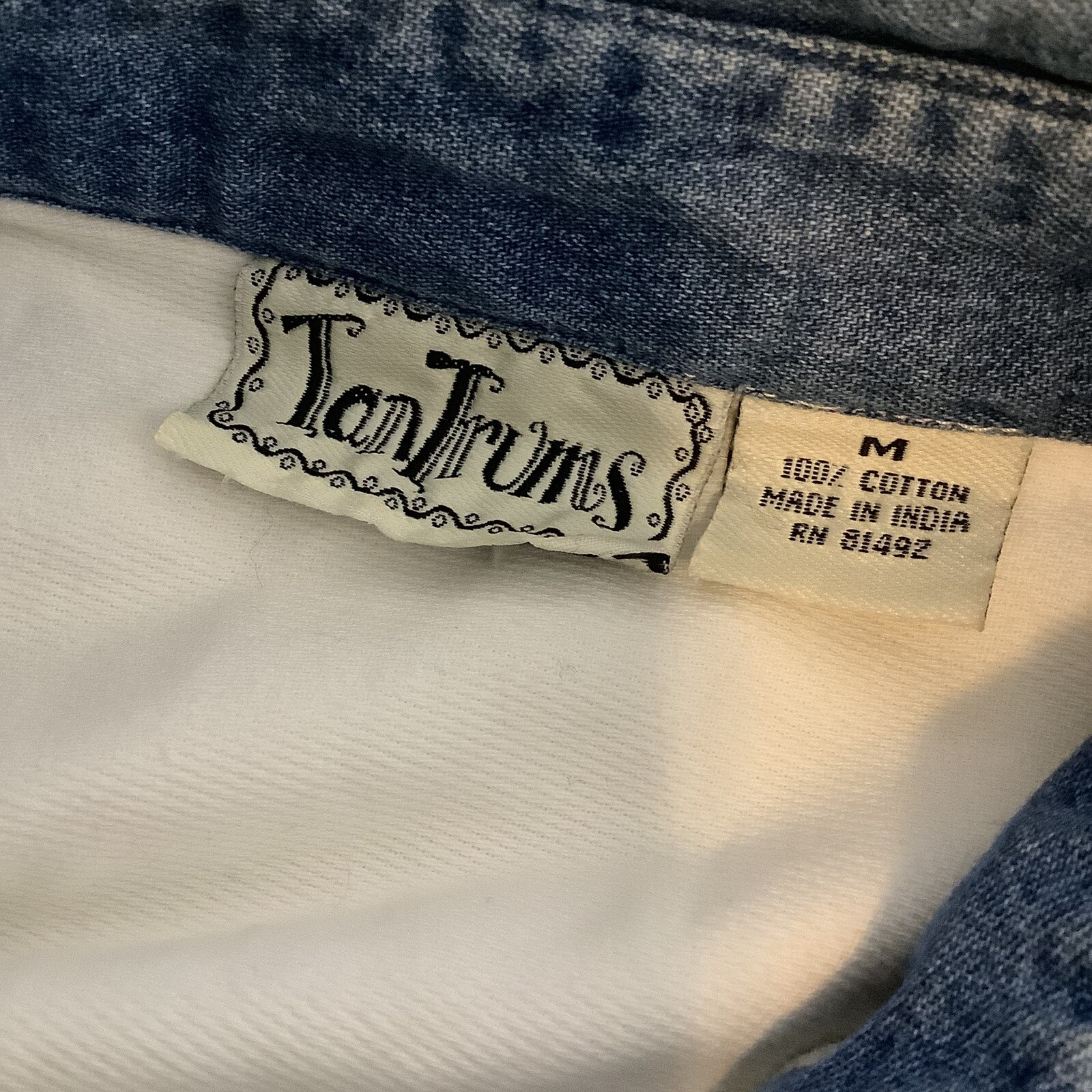 Vintage Tantrums Denim Button Up Shirt Christmas Stocking Stuffer Medium