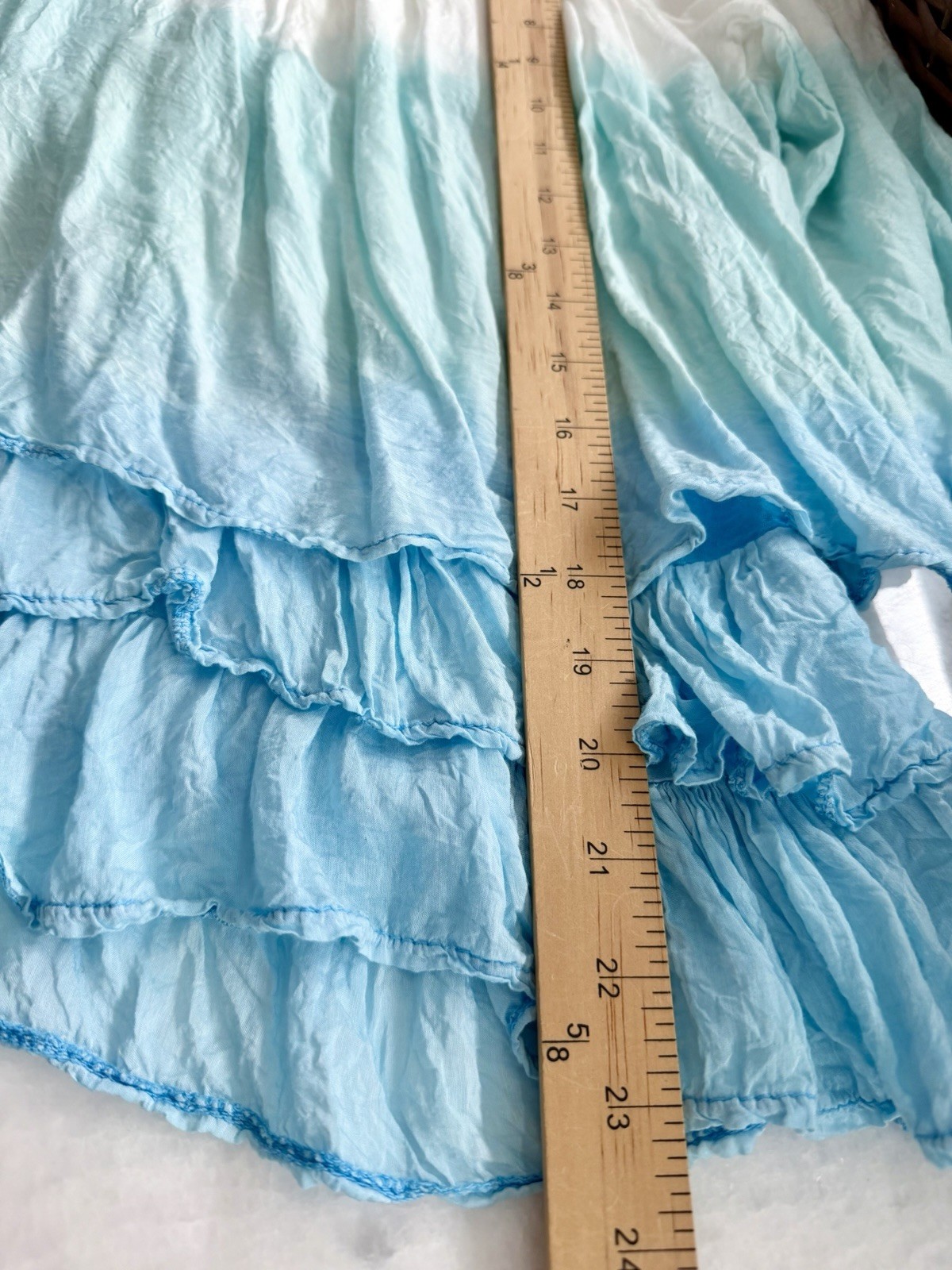 Belle France Top Womens S Scoop Neck Fairy Ombre Aqua Layered