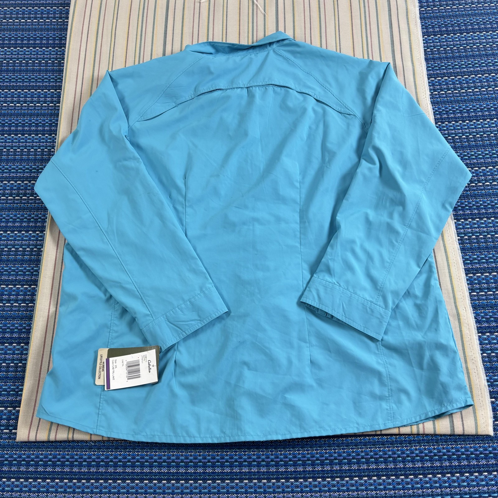 Cabela’s Shirt Womens 2XL Blue UPF 30 Long Sleeve Button Up Outdoor Hiking