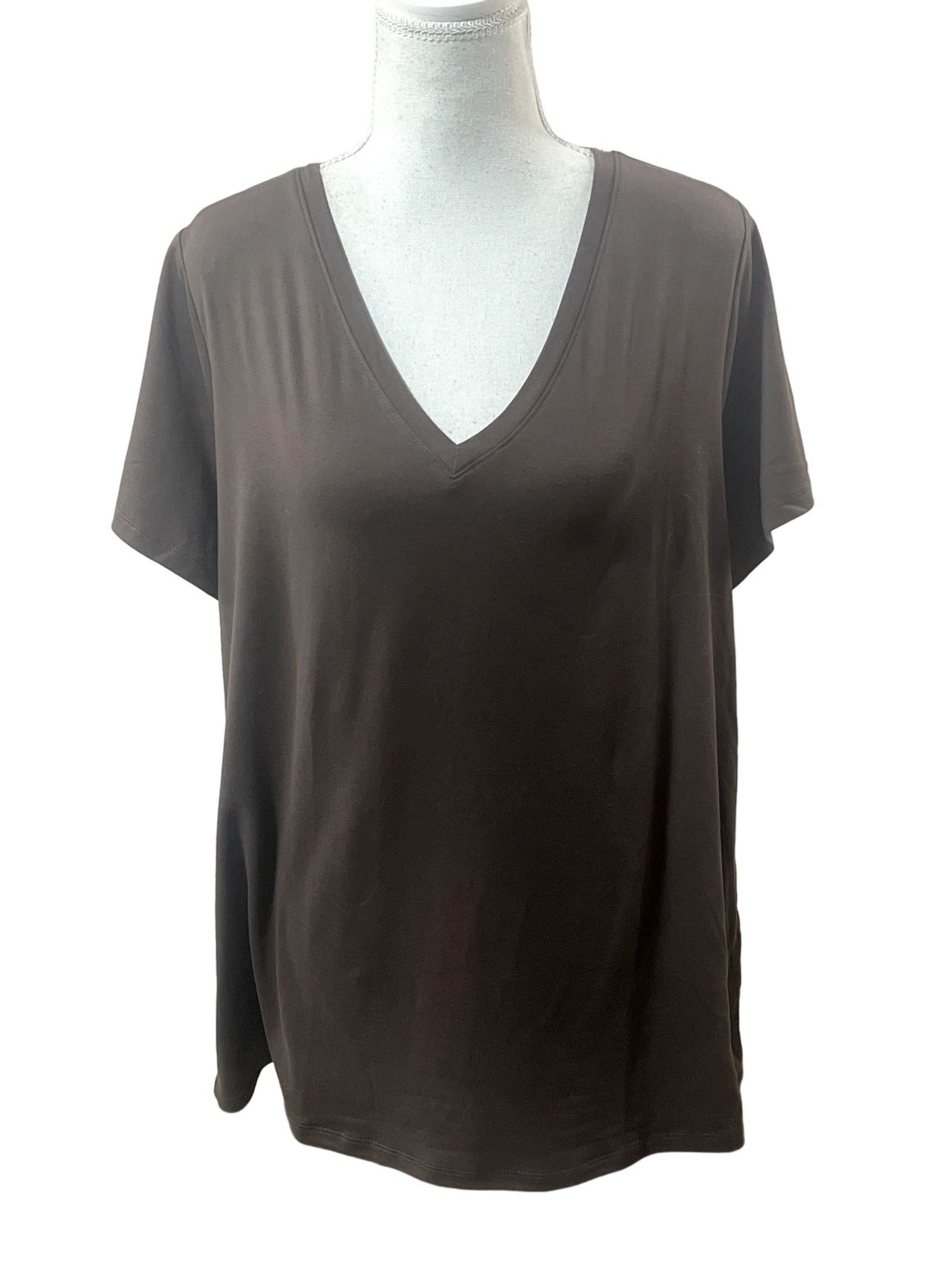 AnyBody Lush Jersey Set of 2 Tees Persimmon/Smoke Large A598320