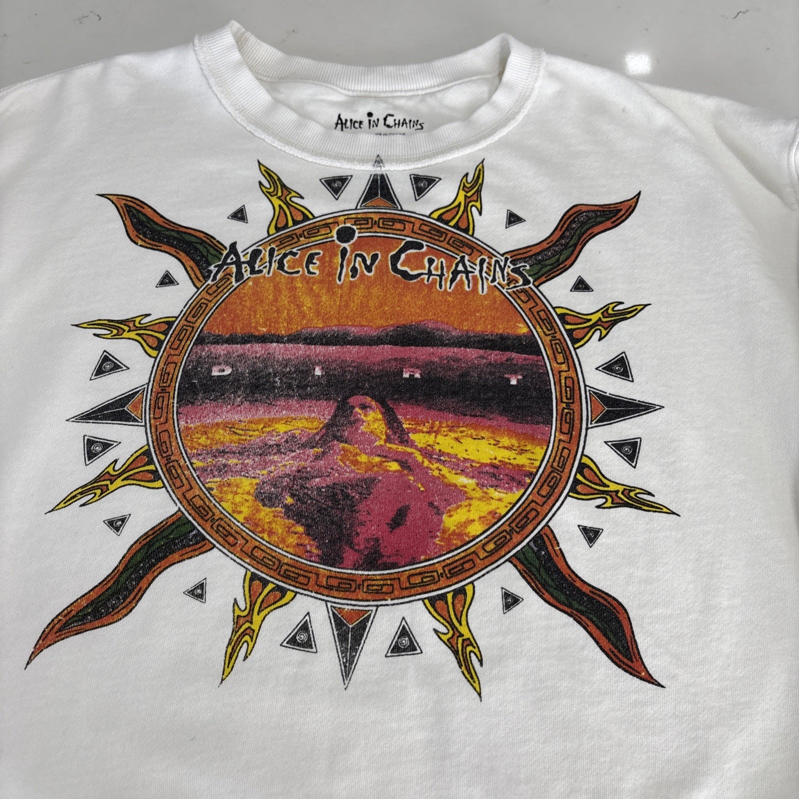 Women’s Alice in Chains Crewneck White Dirt Album Grunge Seattle Staley Size S