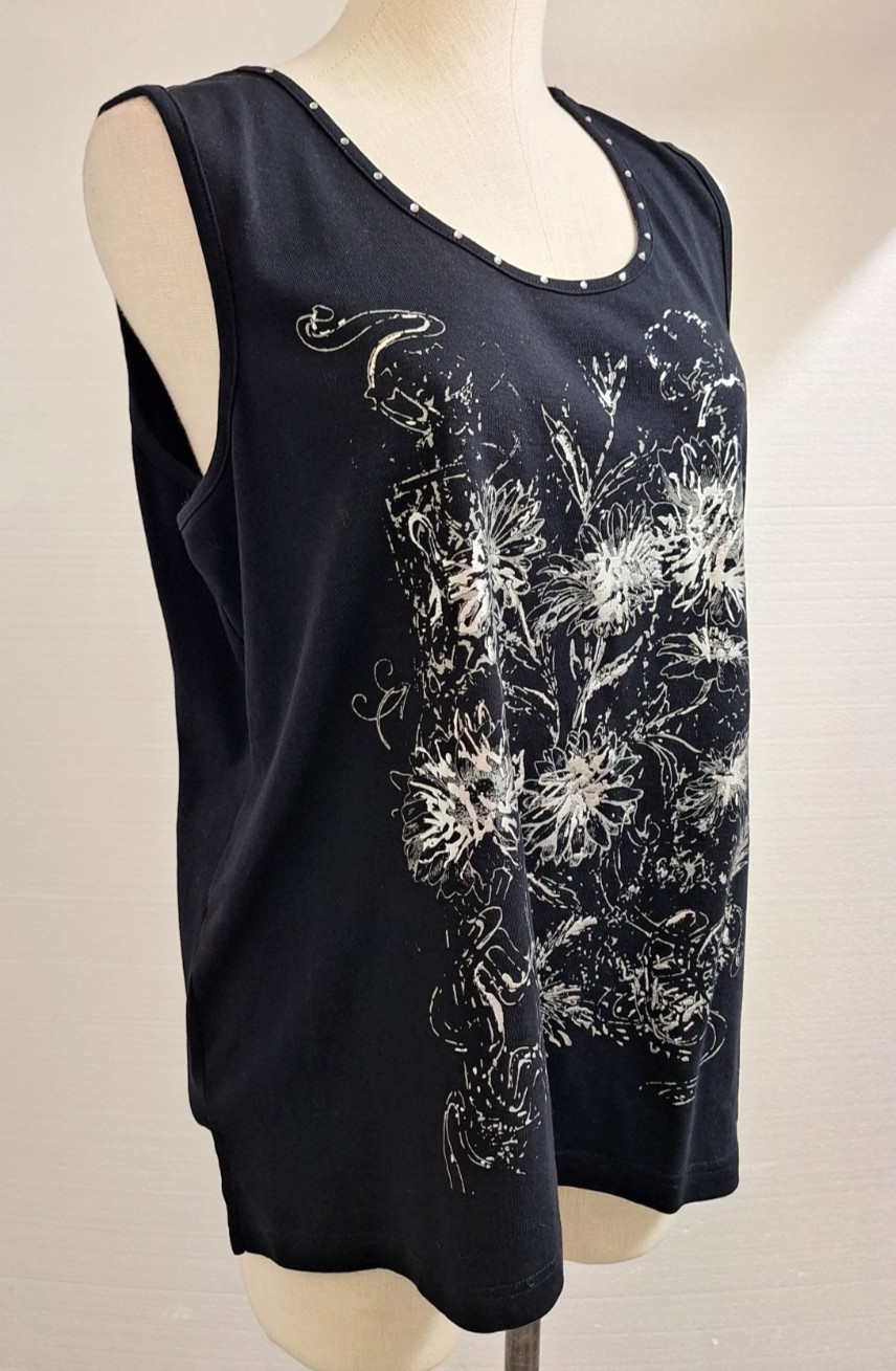 Carolyn Taylor Women’s Size 2X Black/Silver Studded Tank Top