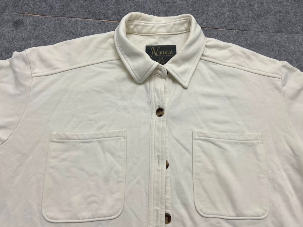 Natural Reflections Women’s Cream Off-White Button Down Shirt Jacket L/G XCZBNVC