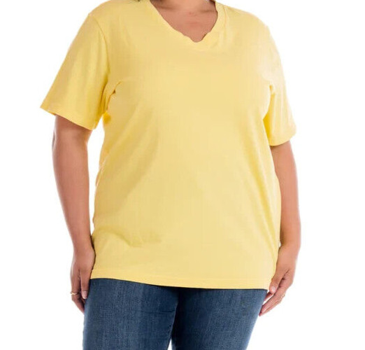 FRESH PRODUCE 1X Daffodil YELLOW $42 ALLURE Jersey Cotton SS Tee Top NWT New 1X