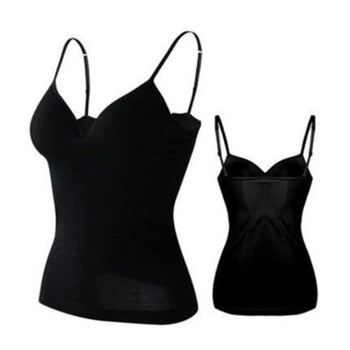 Women’s Tank Tops Strap Camisole With Built in Padded Bra Vest Cami Acces