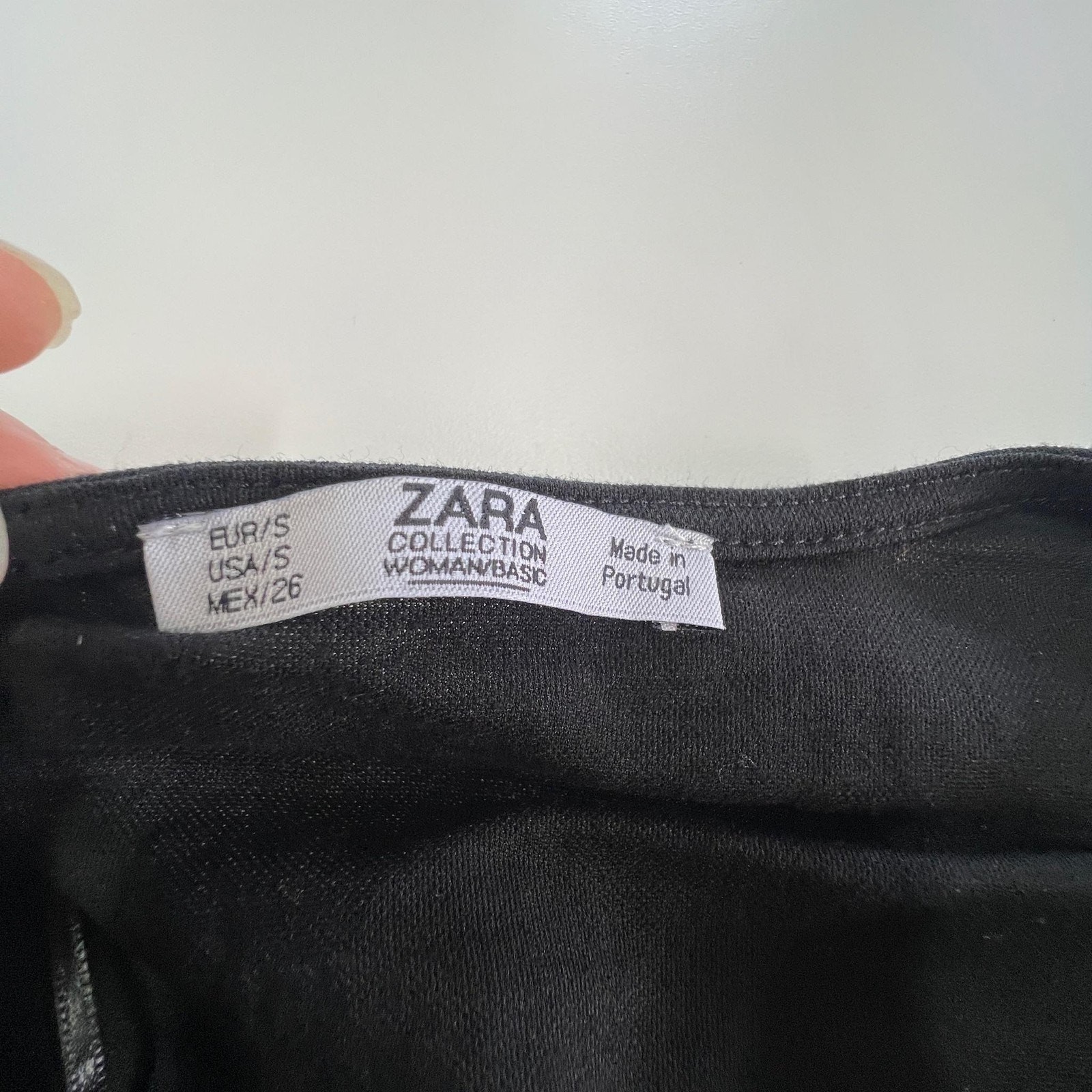 Zara Top Womens Small Black Front Tie Minimalist Modern Sleek
