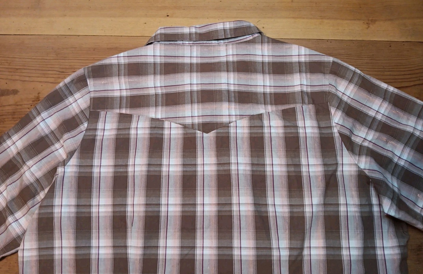 LifeStyle Shirt Womens Plus 4X Crystal Snap Front Brown Metallic Plaid Western