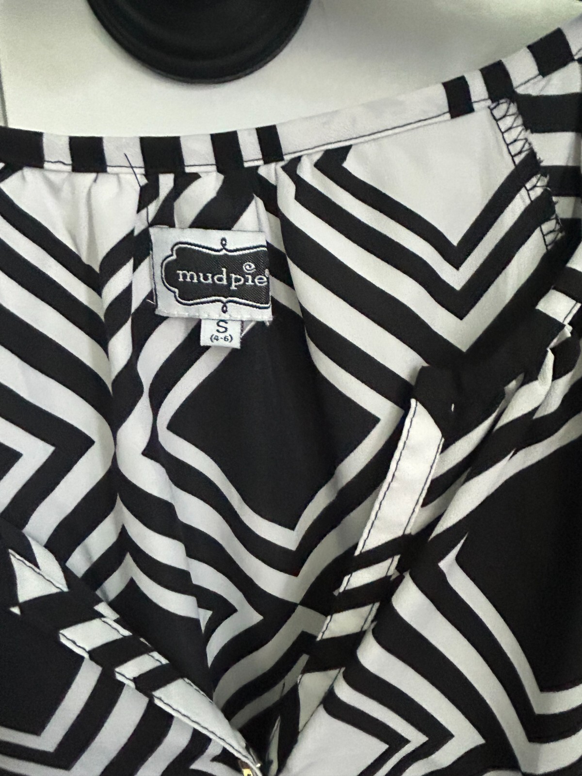 Mud Pie Women’s Black / White Tunic Top Size S Small 4-6