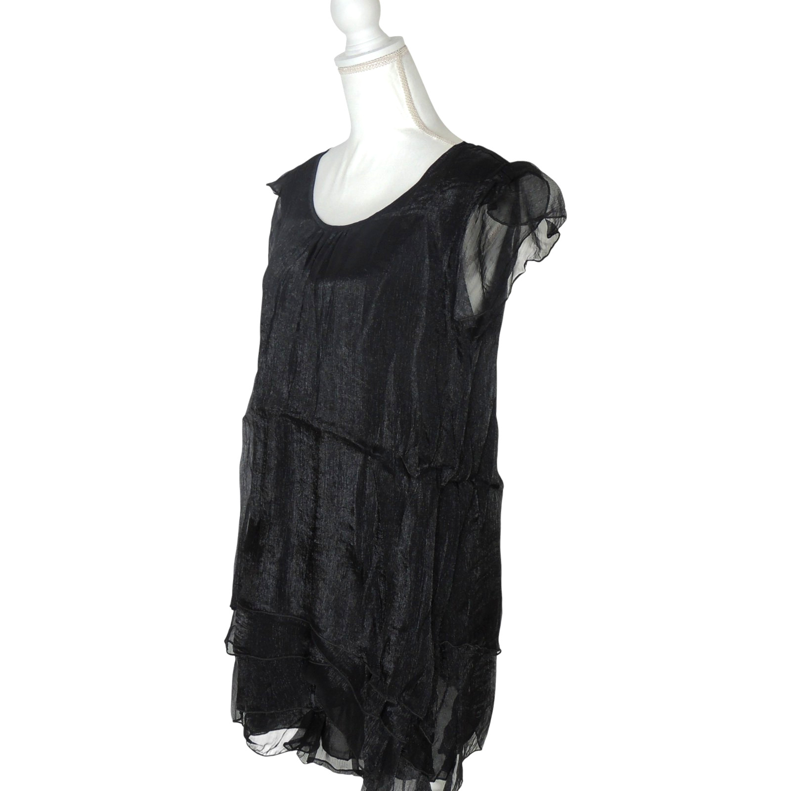 Pretty Angel Black Fairy Whimsical Shimmer Sheer Lined Tunic Top 11090 Large