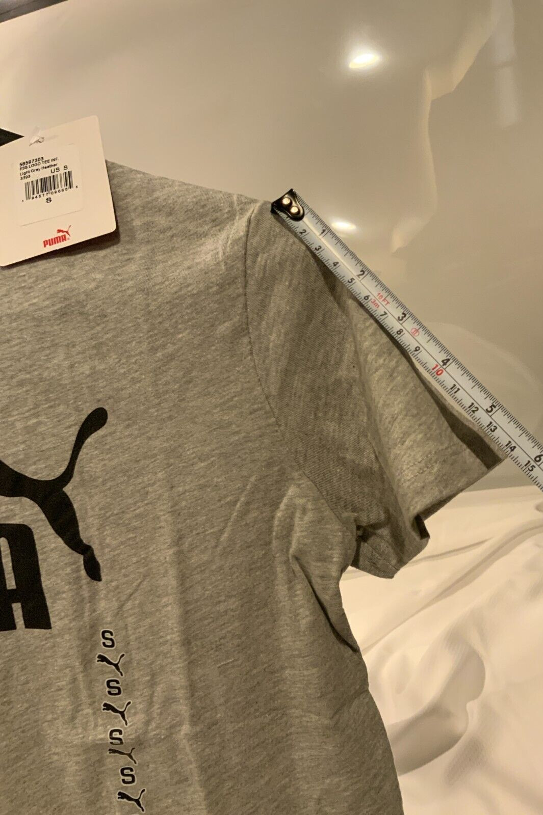 PUMA Women’s Essentials Logo Tee,style#58597303,size S, color Light Gray Heather
