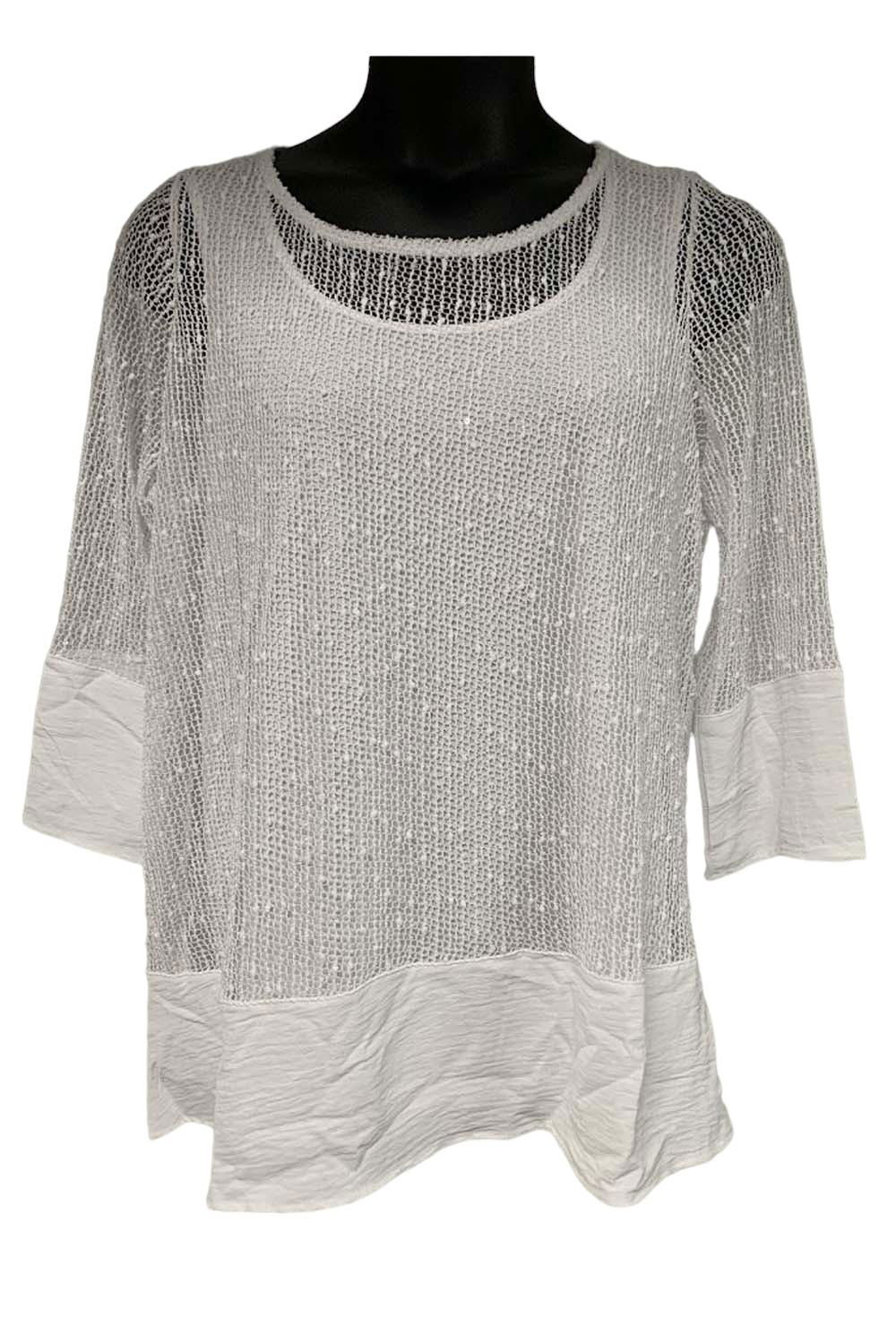 Nina Leonard Tank Lined 3/4-Sleeve Tunic White