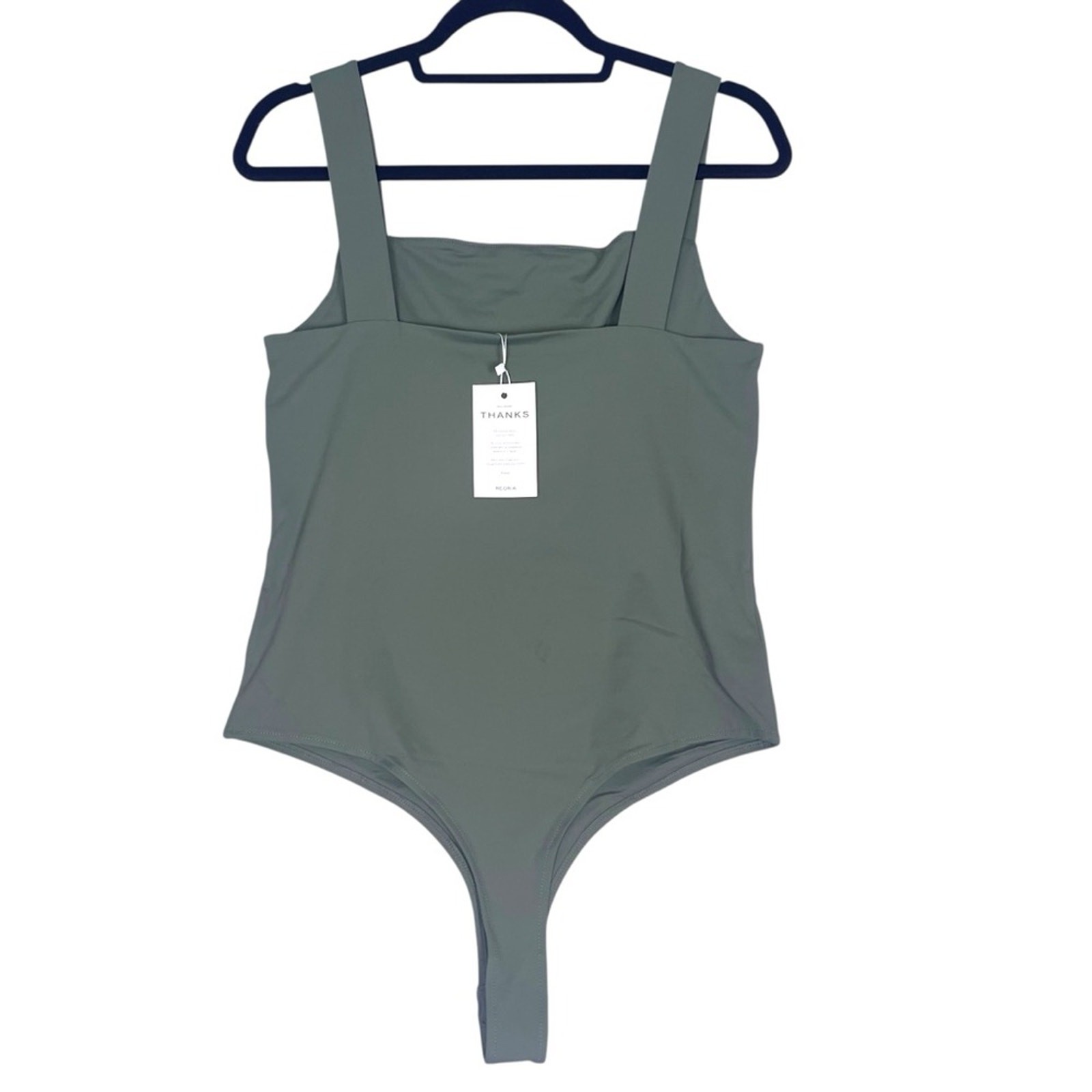 Reoria Body Suit Womens XL Olive Green Scoop Neck Thong Shapewear New With Tags
