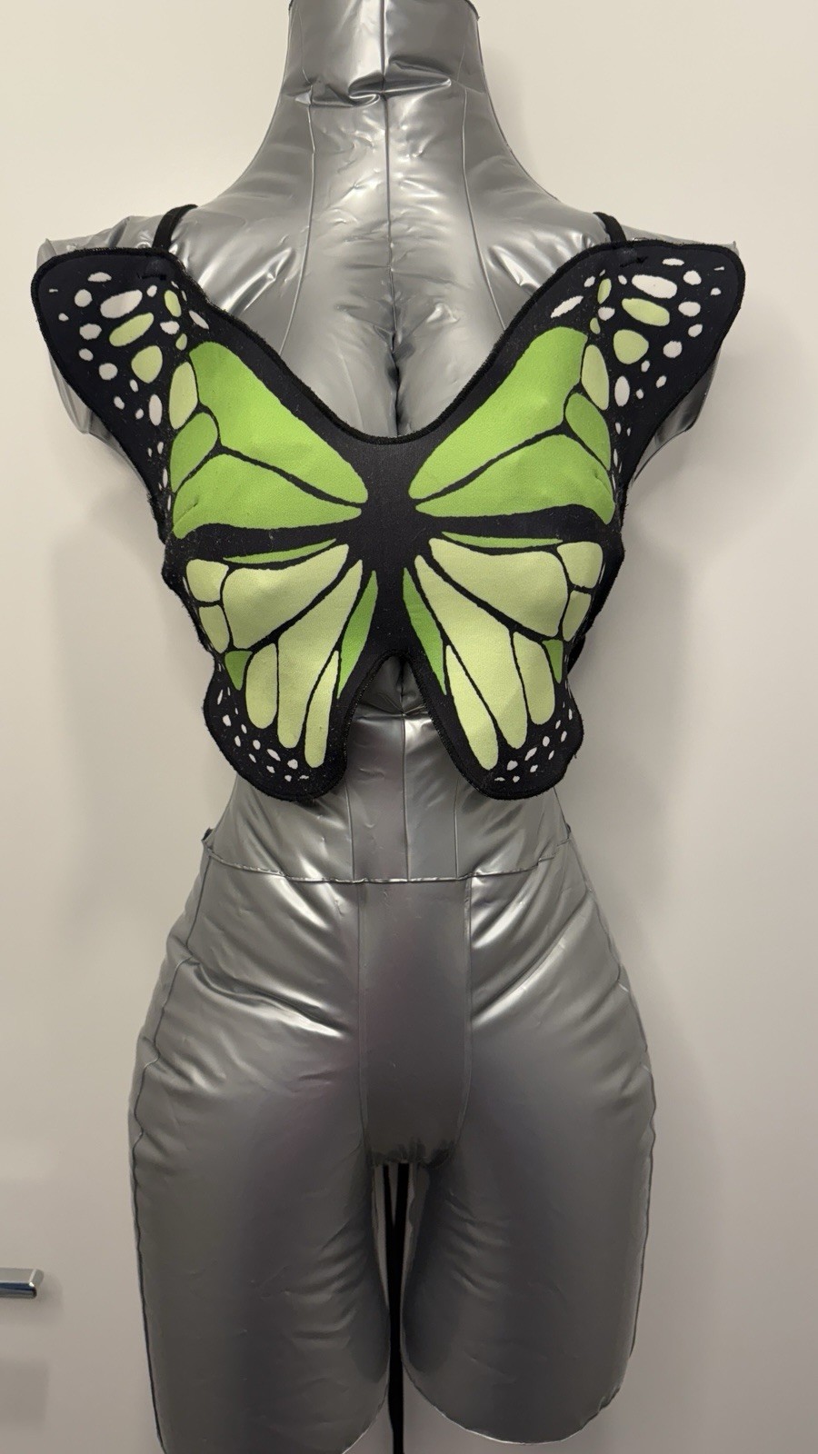 Y2K Butterfly Corset Crop Top Green Fairycore Festival Rave Lace Up Back OS