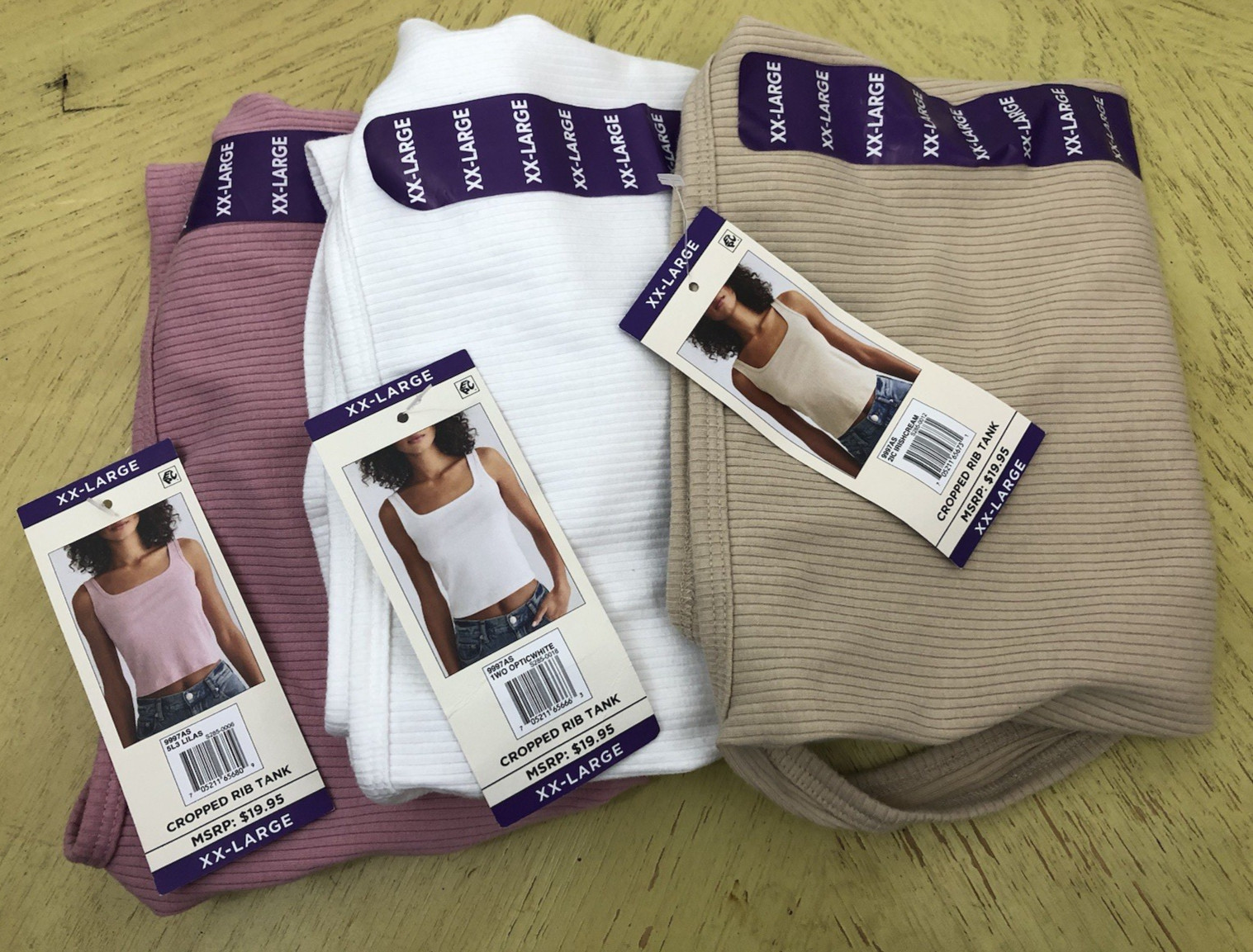 Aeropostale 3-Pack Women’s Soft Stretch Square Neck Cropped Ribbed Tank Size XXL