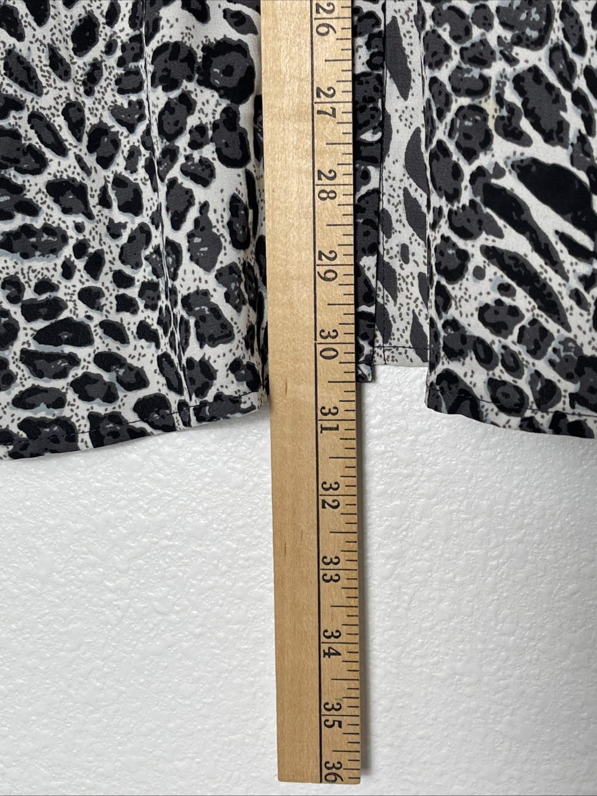 Creation L Black Grey Leopard Print Button Up Blouse 14 Mob Wife 3/4 Sleeve